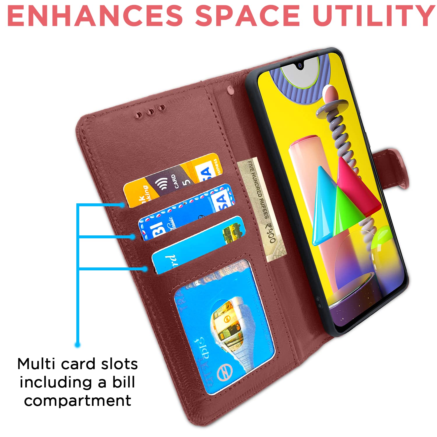 Pikkme Samsung Galaxy M31 / F41 / M31 Prime Vintage Flip Cover | Brown