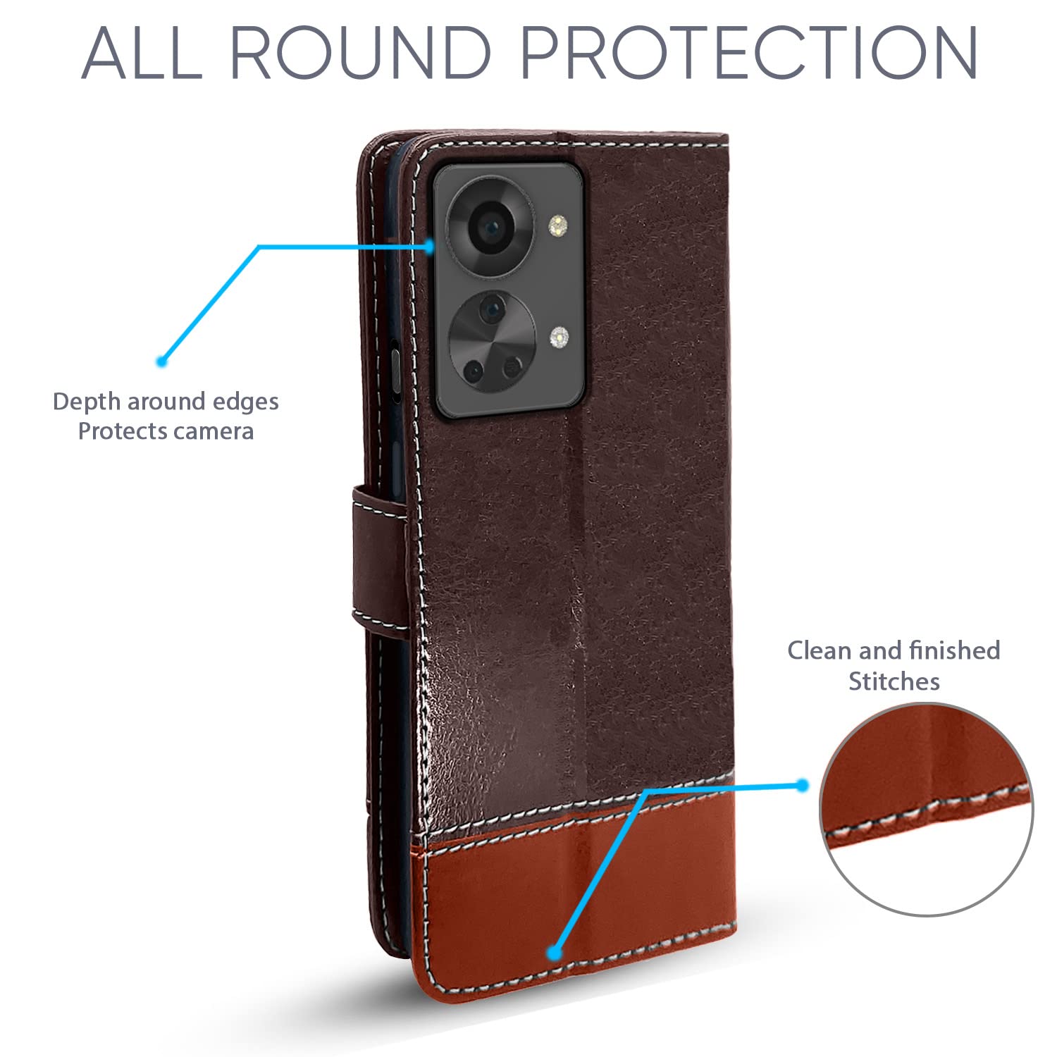 Pikkme OnePlus Nord 2T 5G Contrast Flip Cover | Coffee & Brown