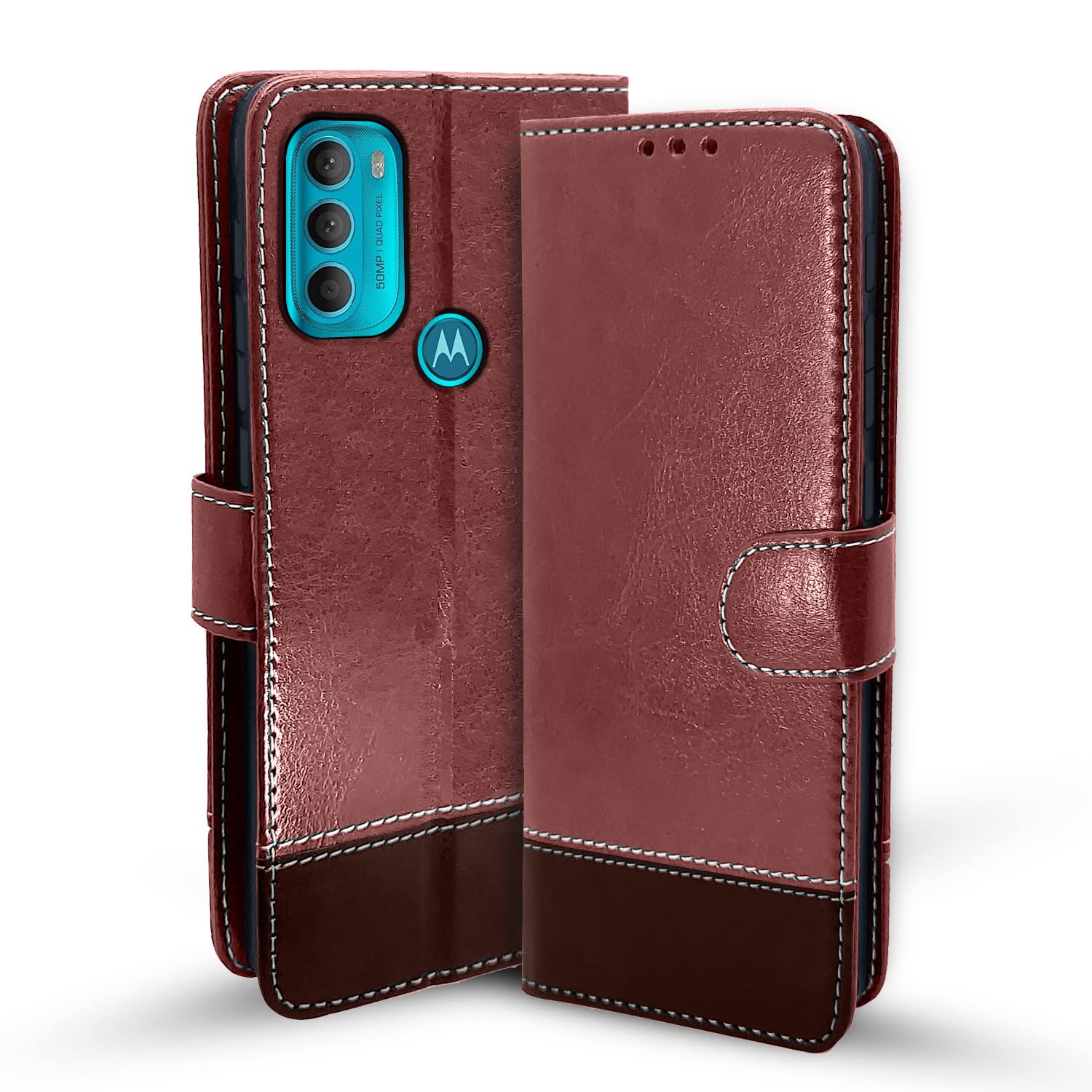 Brown Contrast mobile flip cover for Moto G71 – Pikkme
