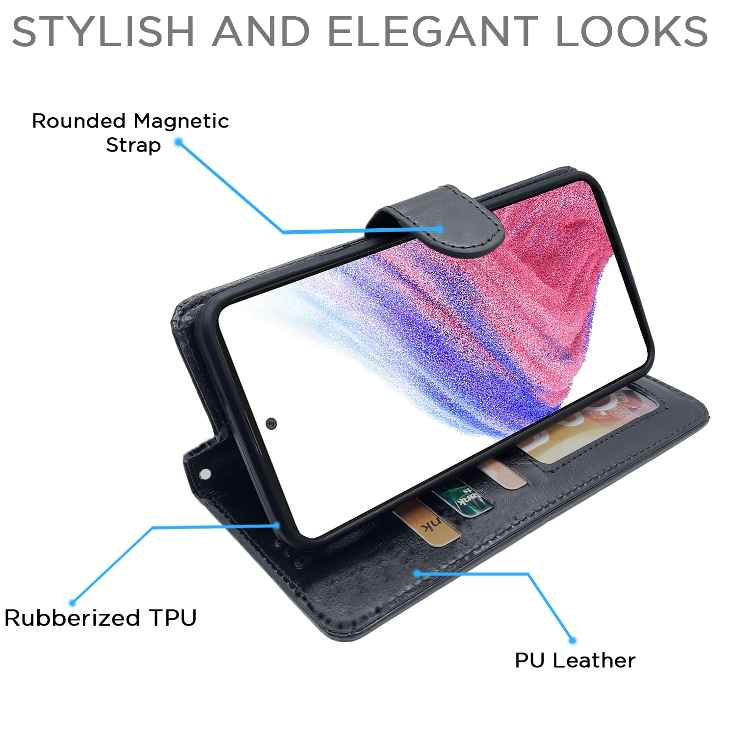 Pikkme Samsung Galaxy A53 5G Vintage Flip Cover | Black