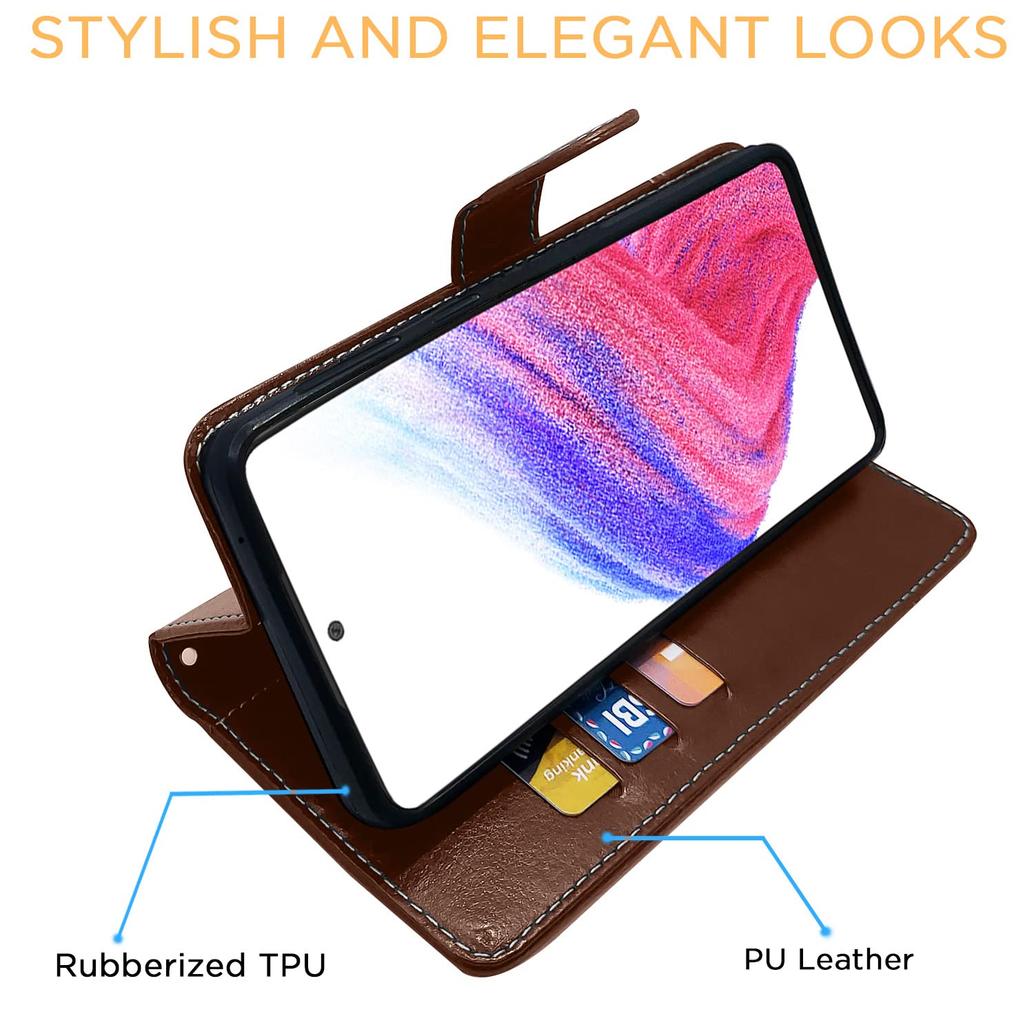 Pikkme Samsung Galaxy A53 5g Constrast Flip Cover | Brown & Coffee