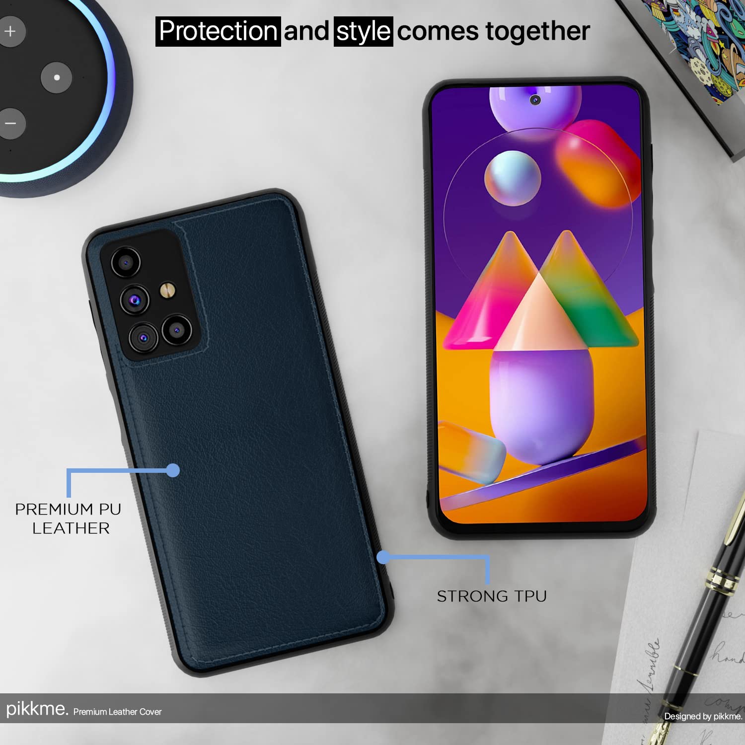 Pikkme Samsung Galaxy M31s Leather Back Cover | Blue