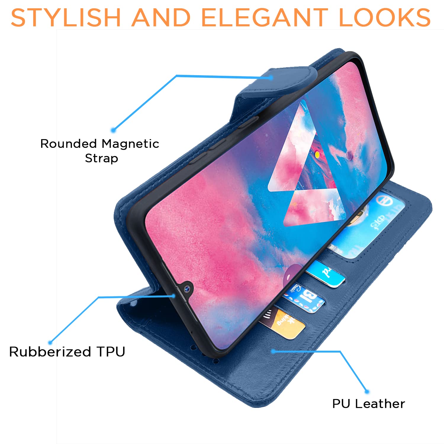 Pikkme Samsung Galaxy M30 Vintage Flip Cover | Blue