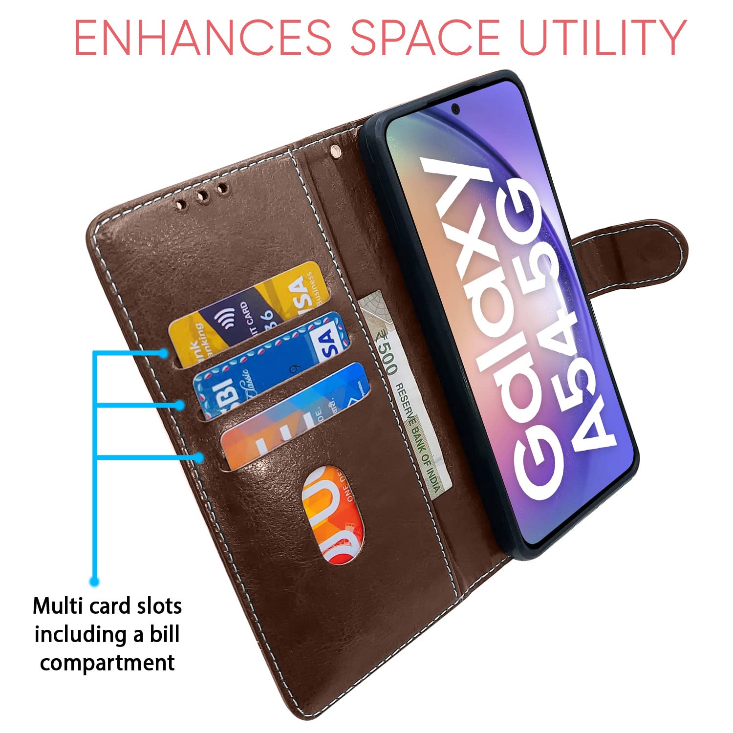 Pikkme Samsung F54 5G Contrast brown flip case – photo 3