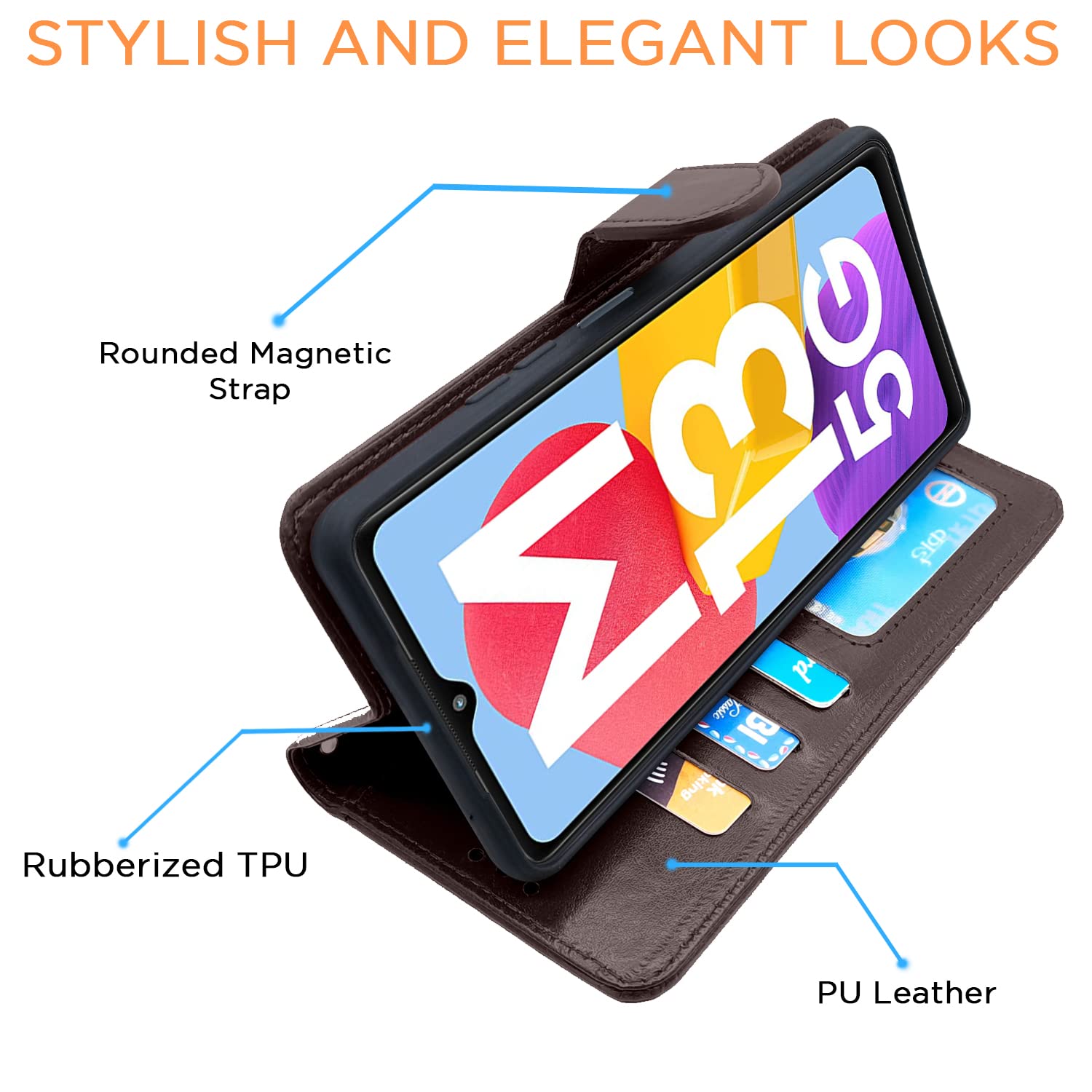 Pikkme Samsung Galaxy M13 5G Vintage Flip Cover | Coffee