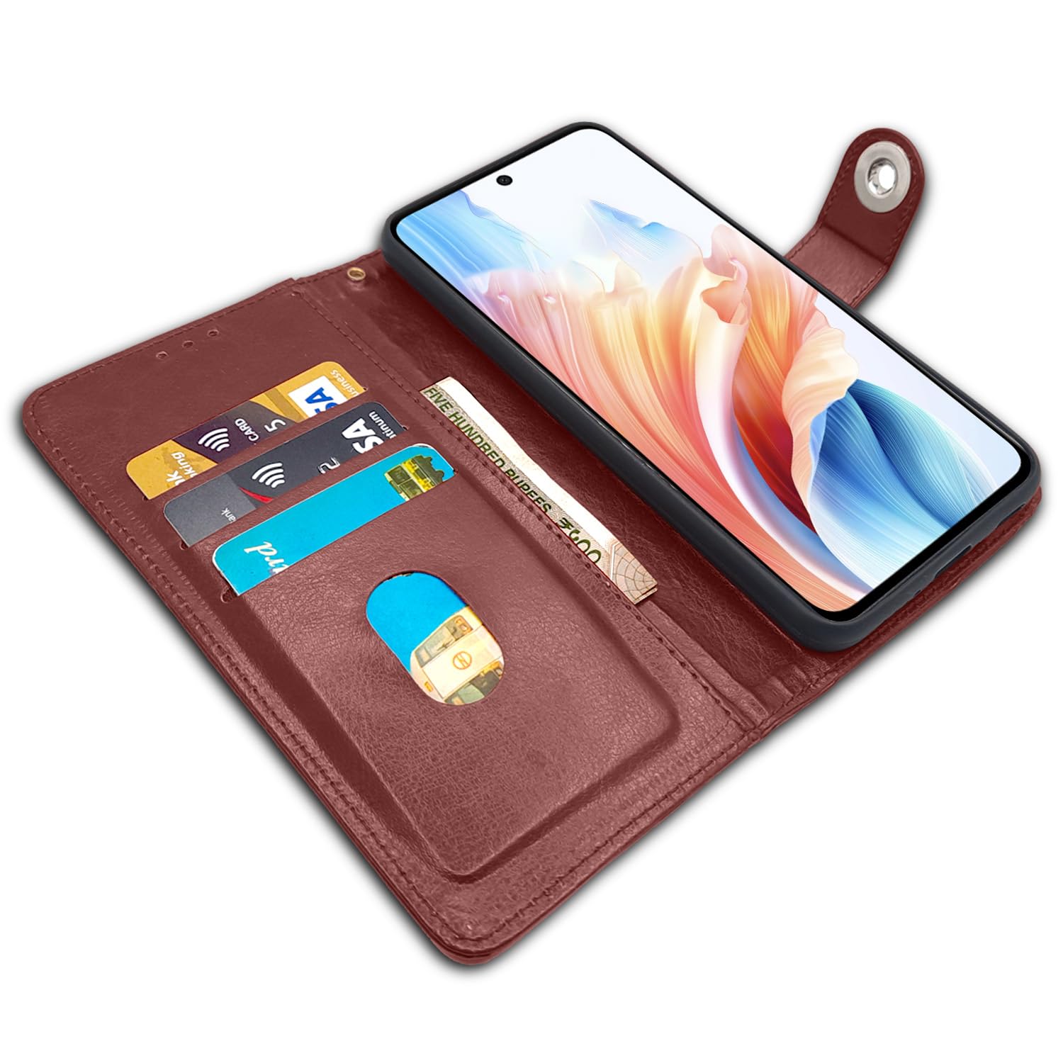 Pikkme Oppo A79 5G Button Flip Cover (Brown)