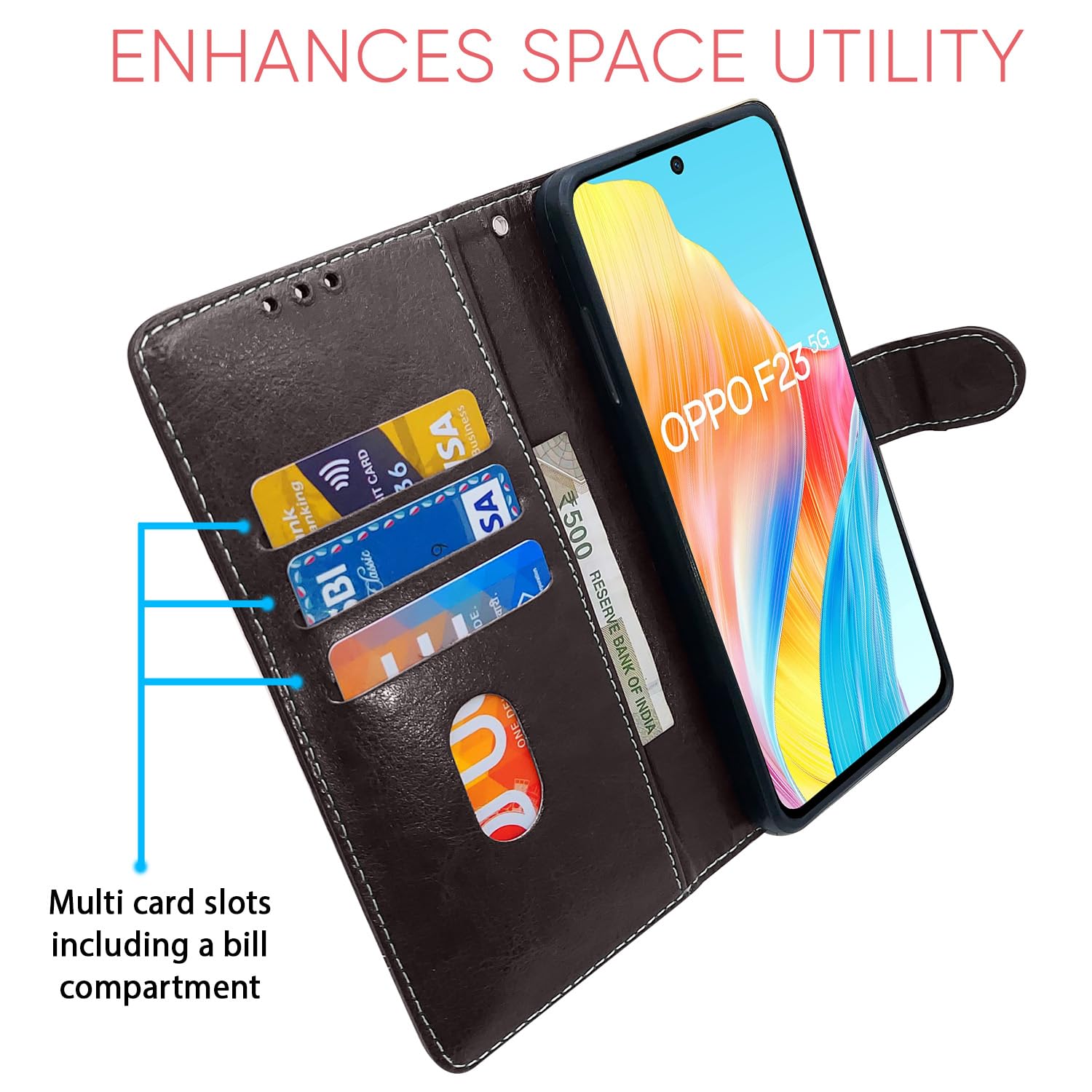 Pikkme coffee Contrast flip cover for Oppo F23 5G – photo 3