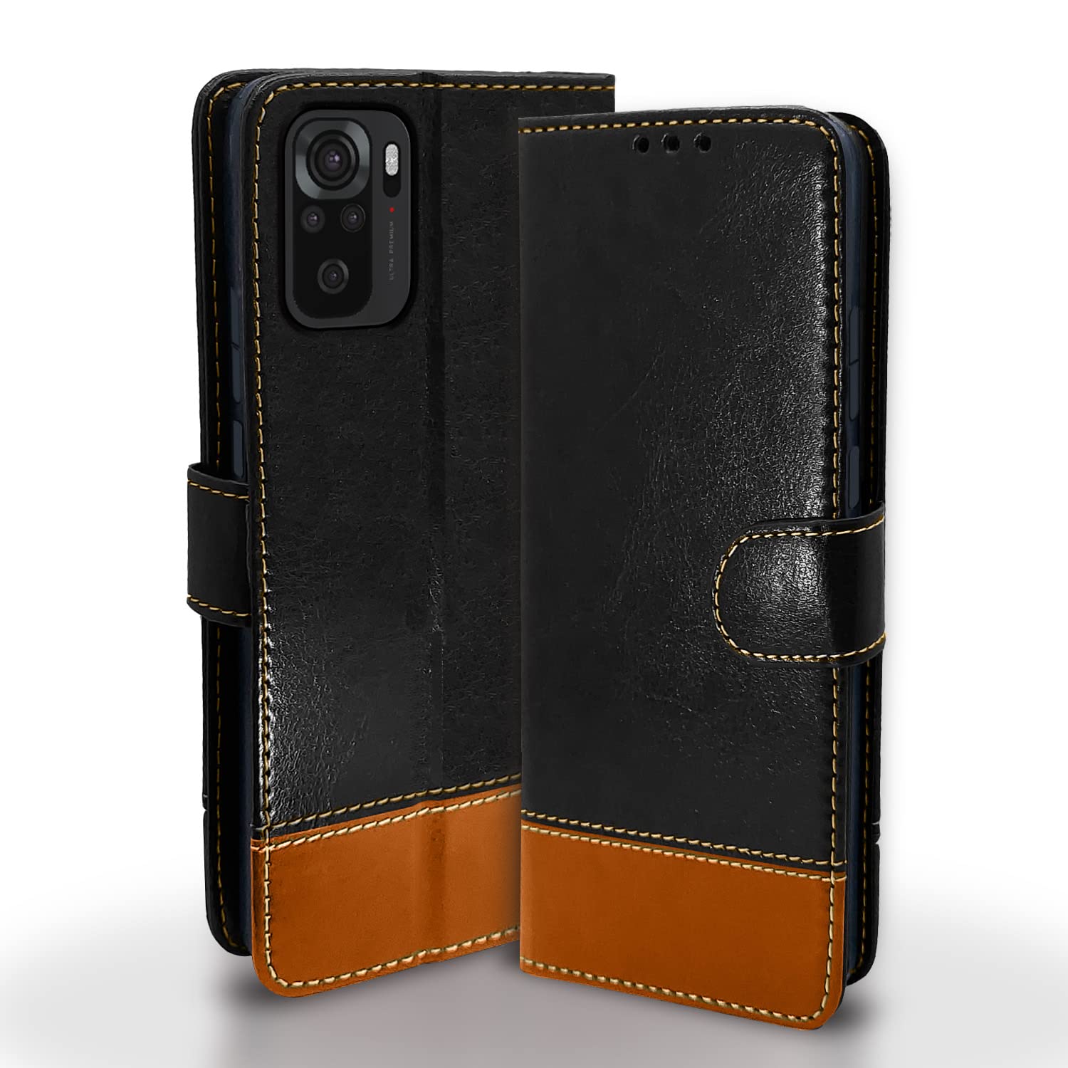 Pikkme Mi Redmi Note 10 / 10S / Note 11 SE Constrast Flip Cover | Black & Brown