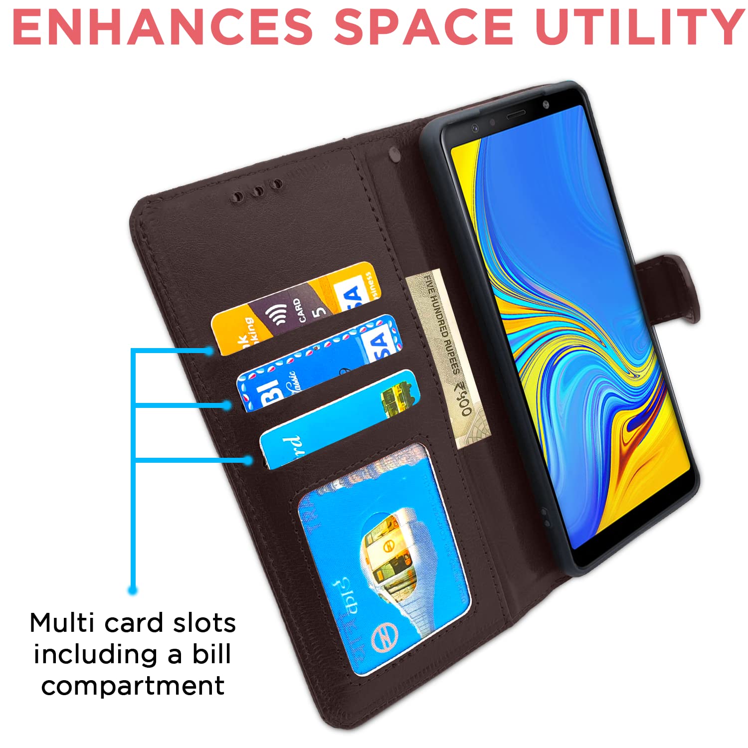 Pikkme Samsung Galaxy A7 2018 Vintage Flip Cover | Coffee