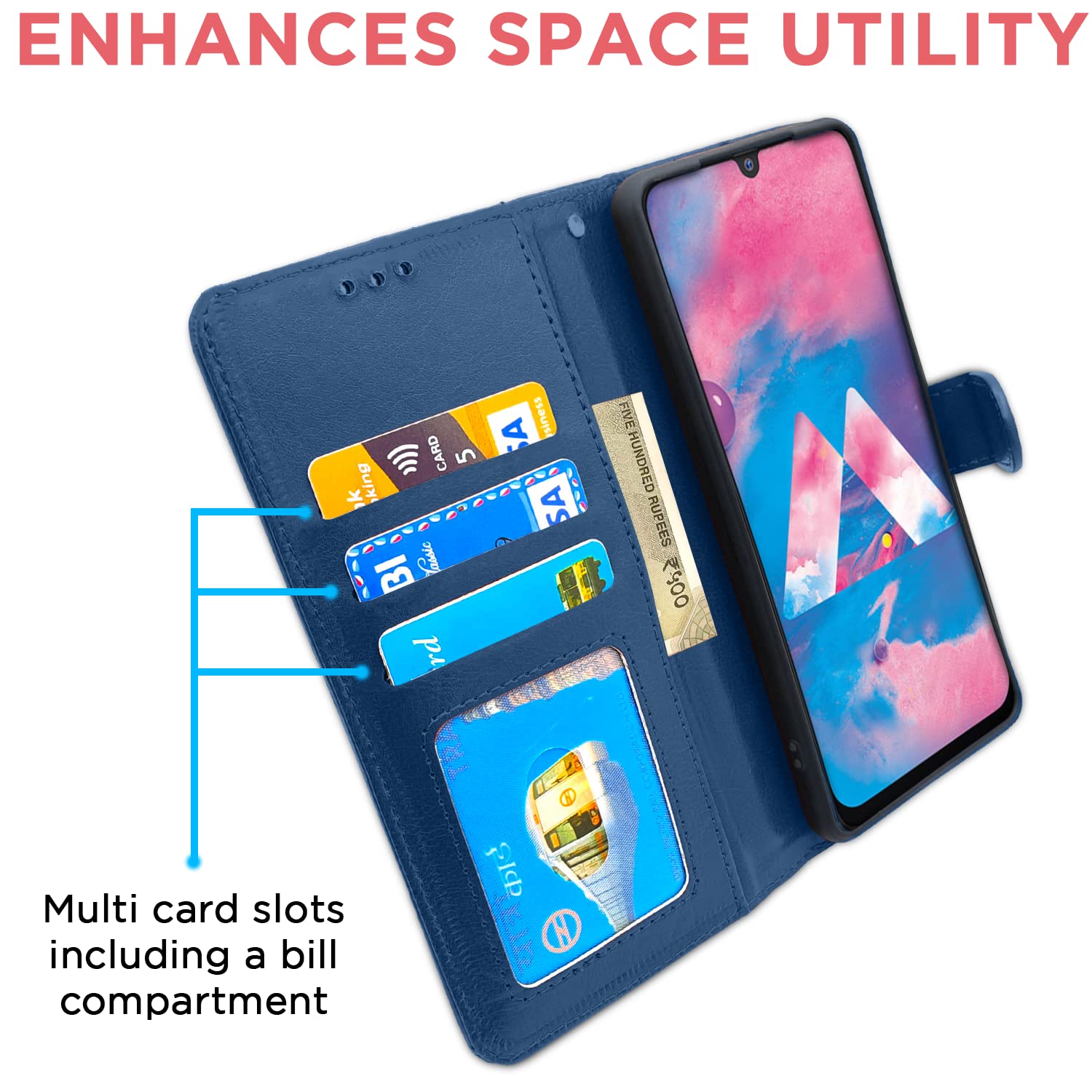 Pikkme Samsung Galaxy M30 Vintage Flip Cover | Blue