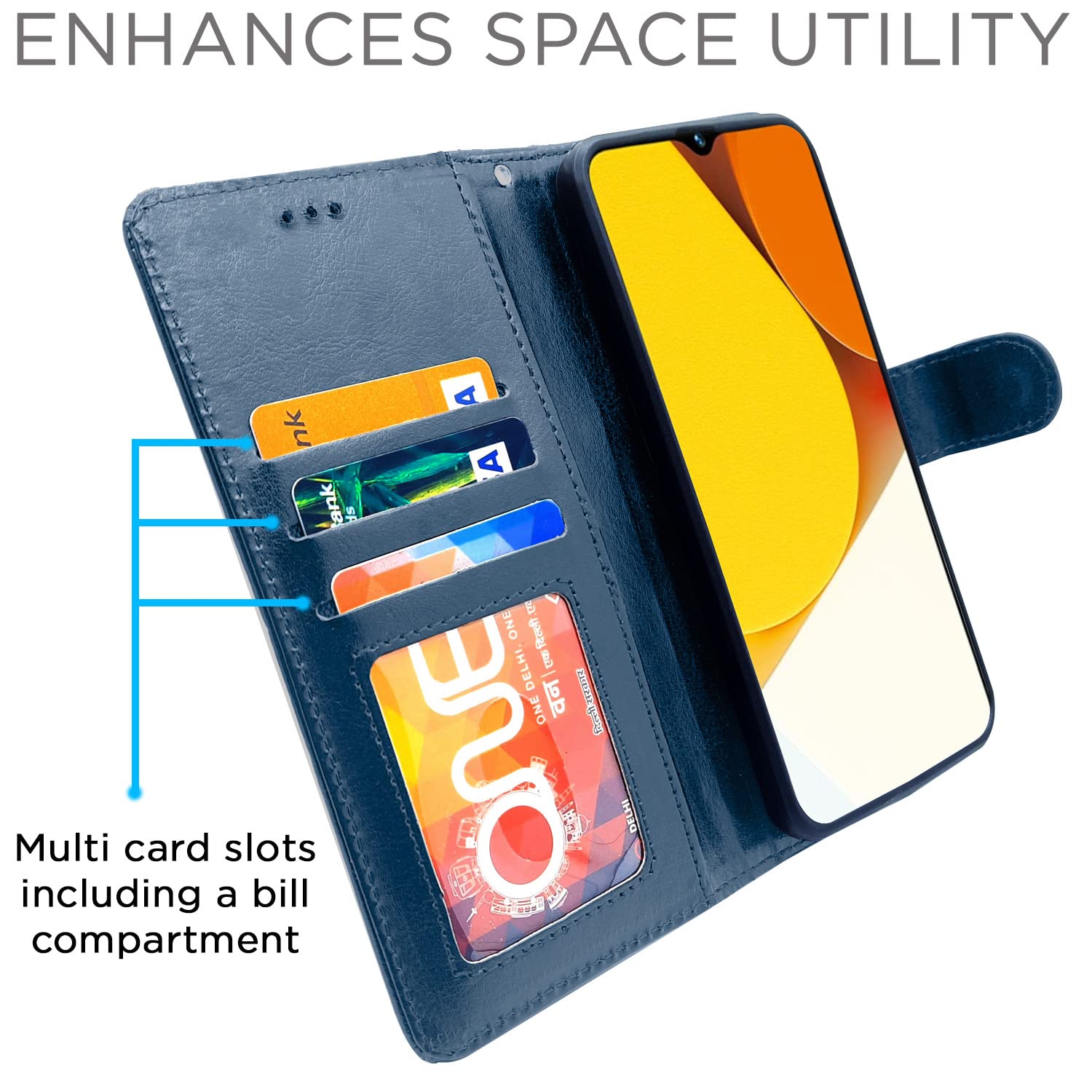 Pikkme Vivo Y35 Vintage Flip Cover | Blue