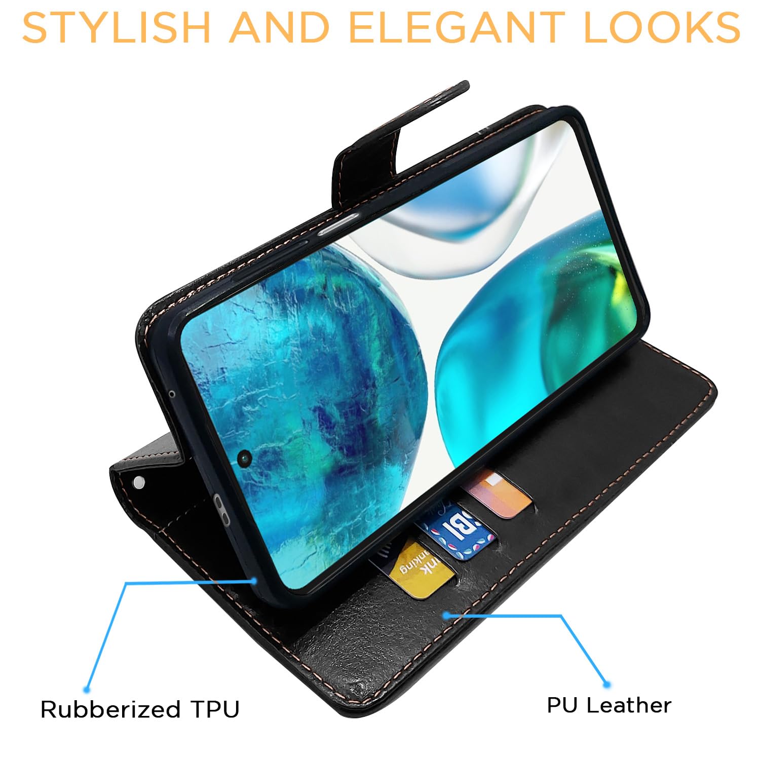 Pikkme black Contrast mobile flip cover for Moto G52 – photo 5