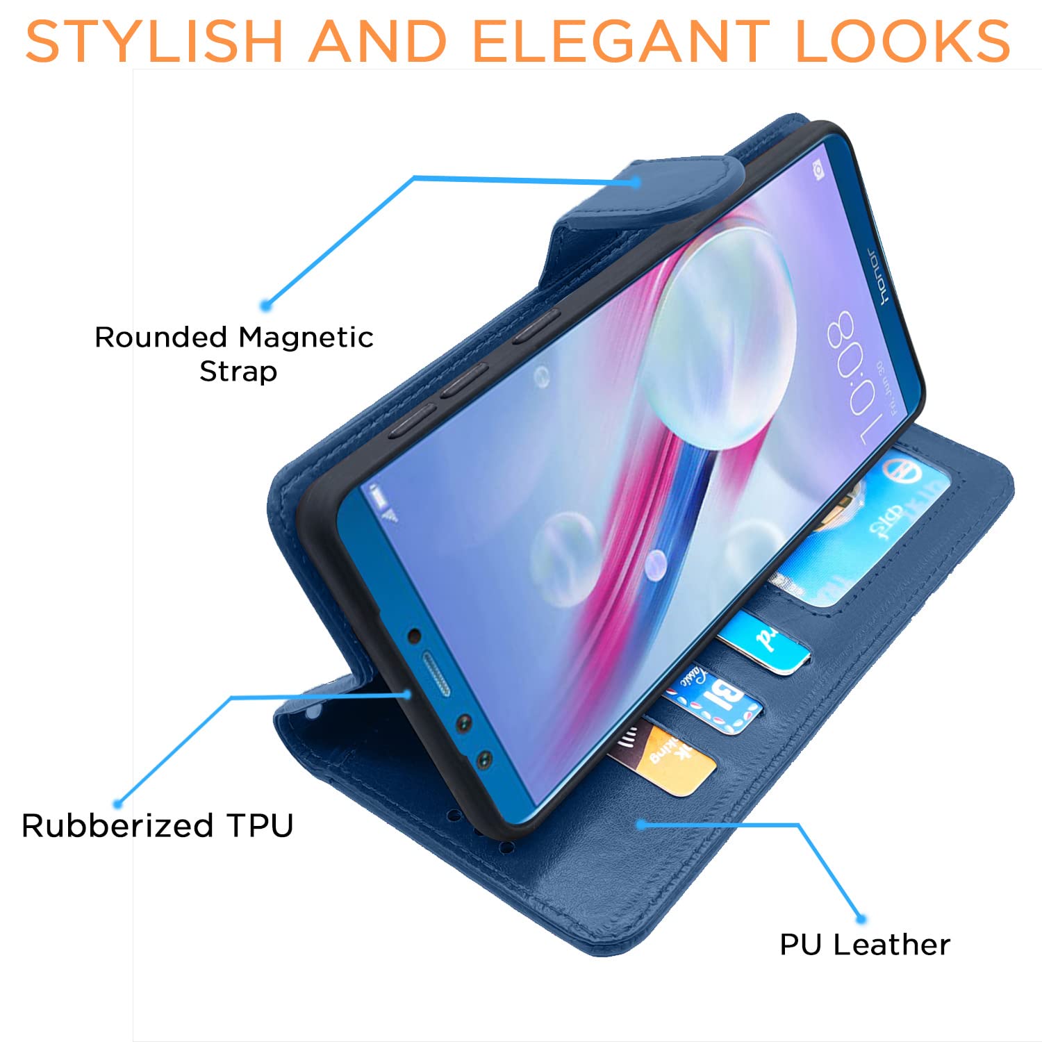 Pikkme Honor 9 Lite Vintage Flip Cover | Blue