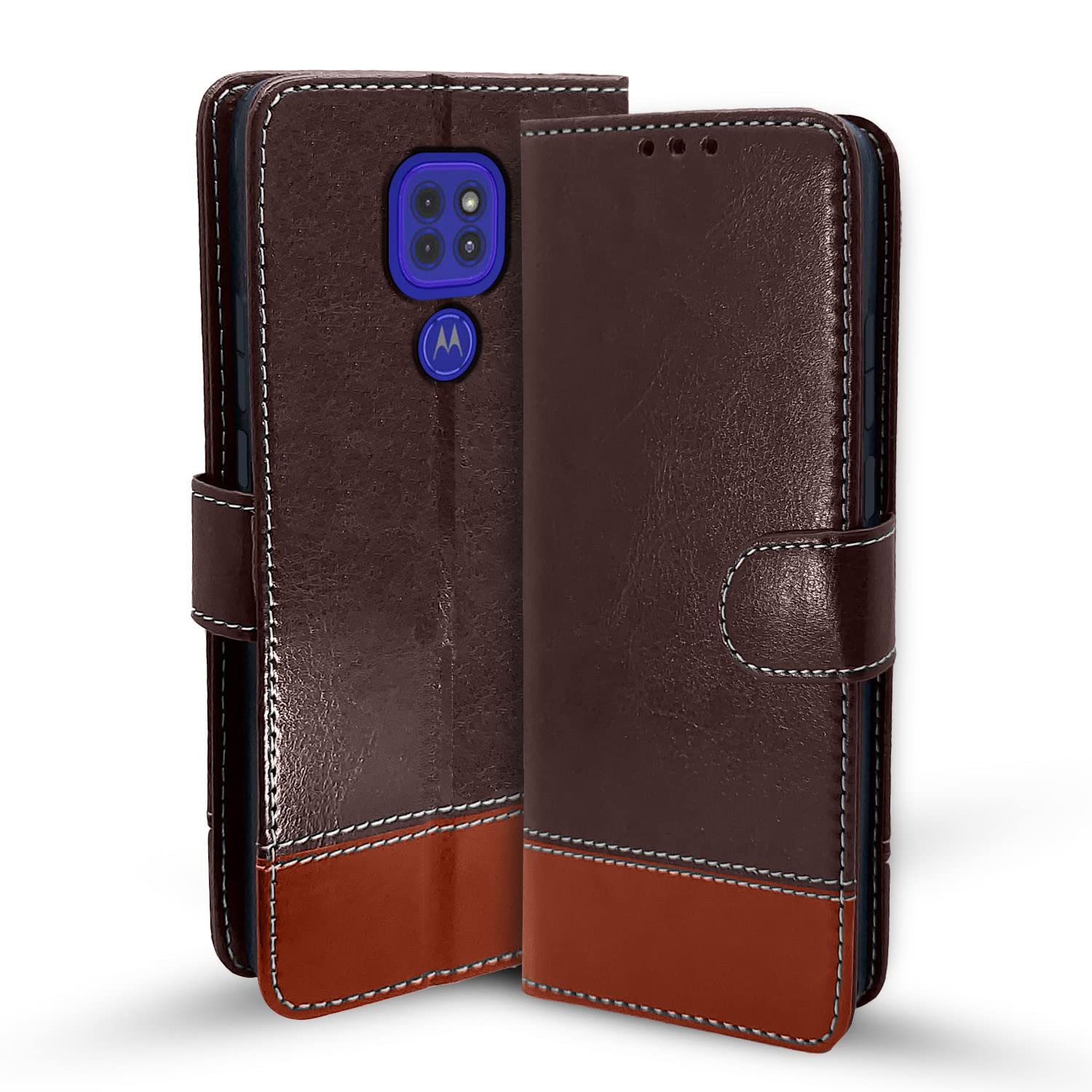 Moto G9 wallet flip cover in coffee by Pikkme