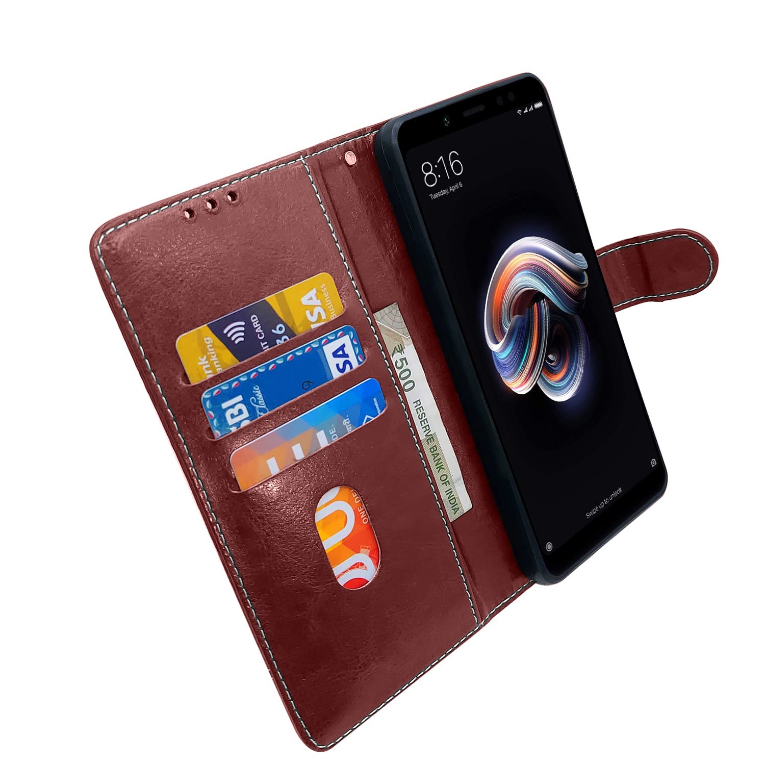 Pikkme Mi Redmi Note 5 Pro Constrast Flip Cover | Brown & Coffee