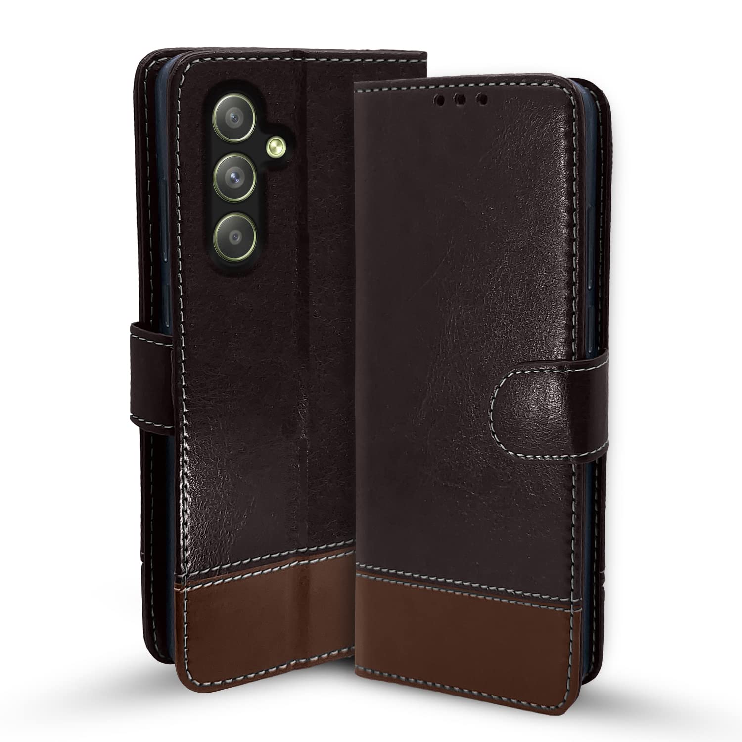 Pikkme Samsung F54 5G Contrast coffee wallet flip cover