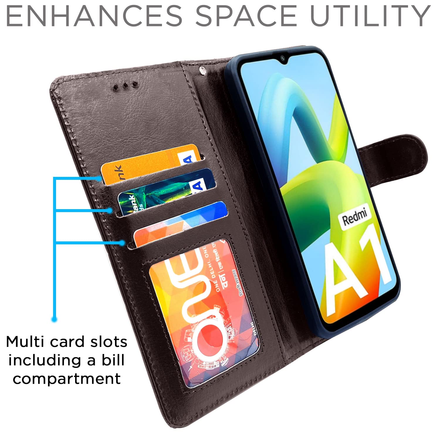 Pikkme Redmi A1 2022 Vintage Flip Cover | Coffee