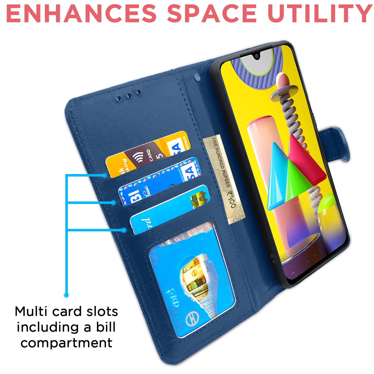 Pikkme Samsung Galaxy M21 2021 / M30s / M21 Vintage Flip Cover | Blue