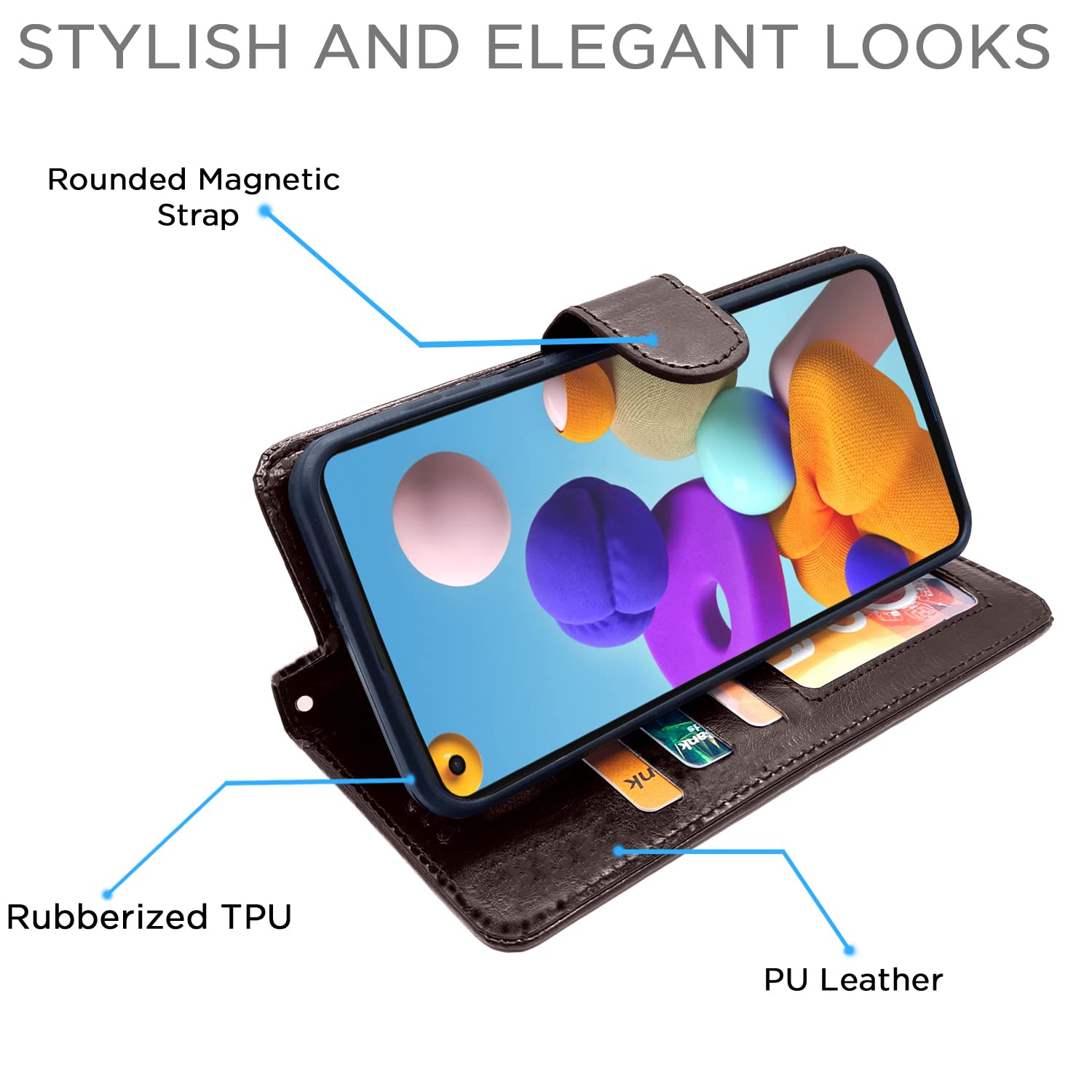 Pikkme Samsung Galaxy A21s Vintage Flip Cover | Coffee