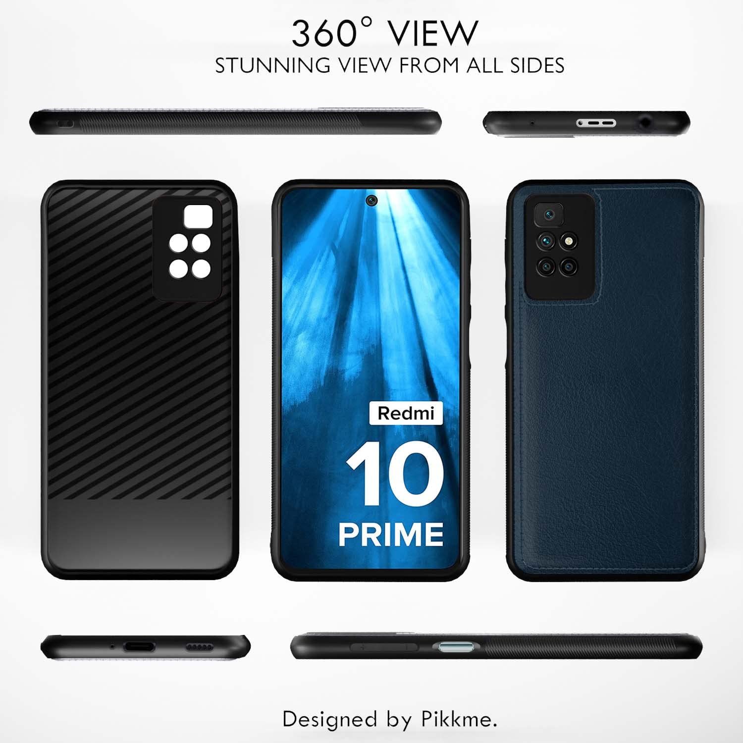 Pikkme Redmi 10 Prime Leather Back Cover | Blue