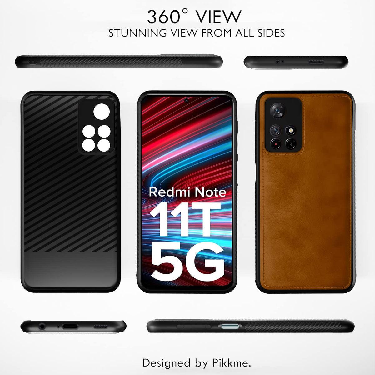Pikkme Redmi Note 11T/Poco M4 Pro 5G Leatherback brown mobile back cover – photo 3