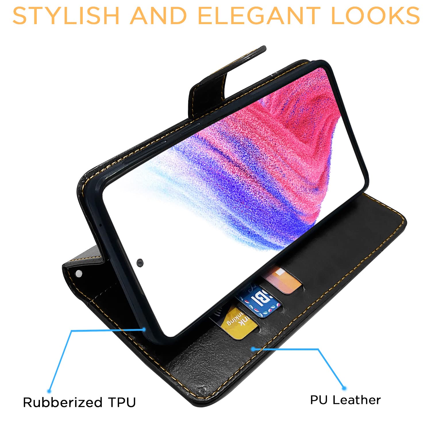 Pikkme Samsung Galaxy A53 5g Constrast Flip Cover | Black & Brown