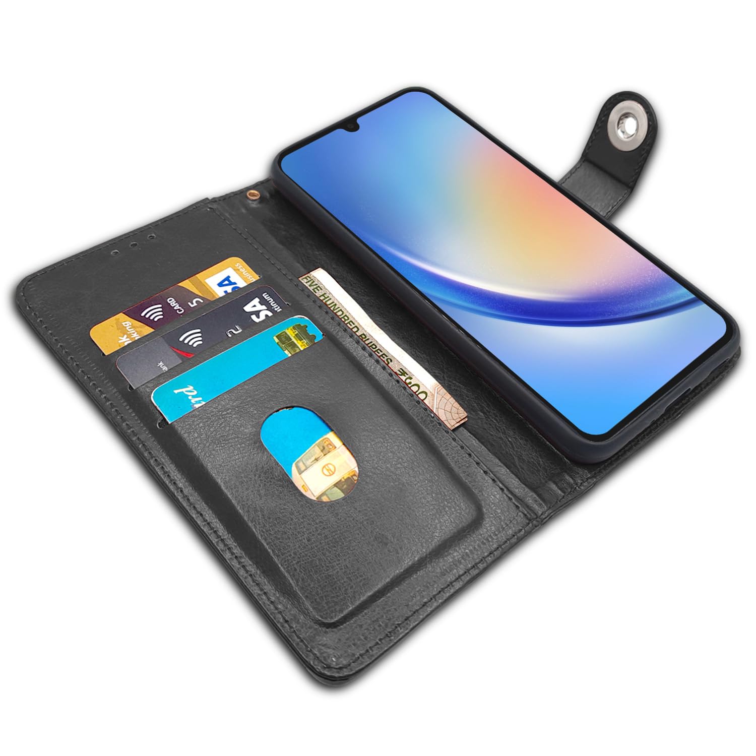 Pikkme Samsung Galaxy A05S Button Flip Cover (Black)