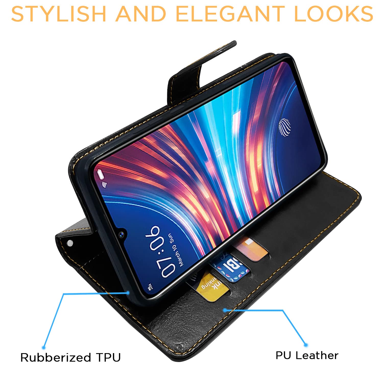 Pikkme Vivo S1 Constrast Flip Cover | Black & Brown