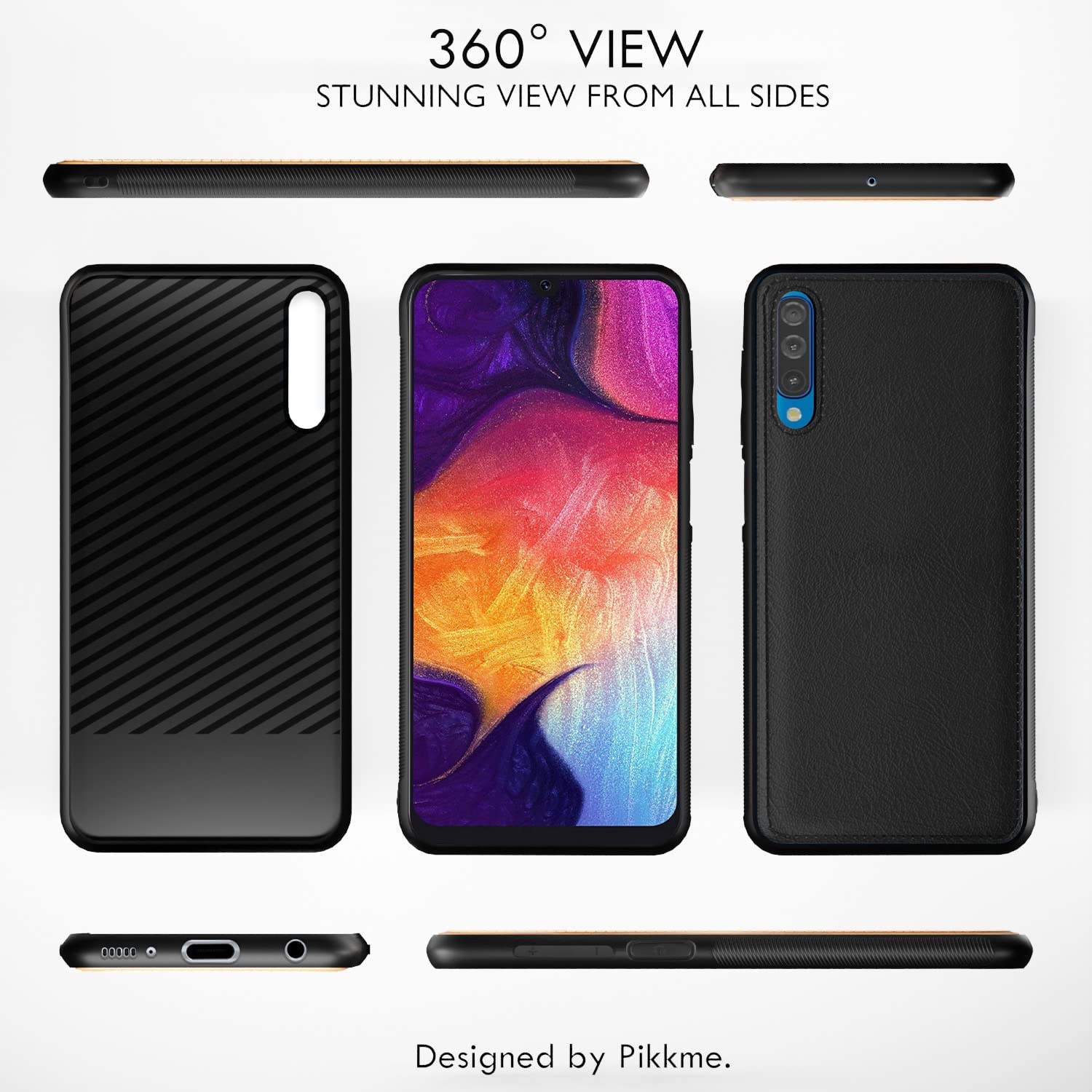 Pikkme Samsung Galaxy A50 / A50s / A30s Leather Back Cover | Black