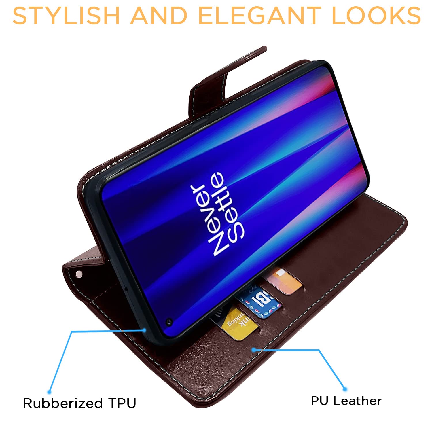 Pikkme OnePlus Nord CE 2 5G Contrast Flip Cover | Coffee & Brown