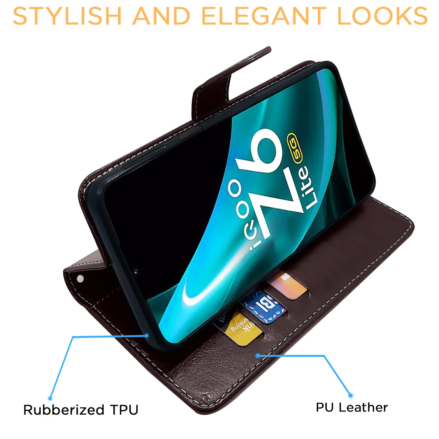 Pikkme coffee Contrast wallet flip cover for iQOO Z6 Lite 5G – photo 5