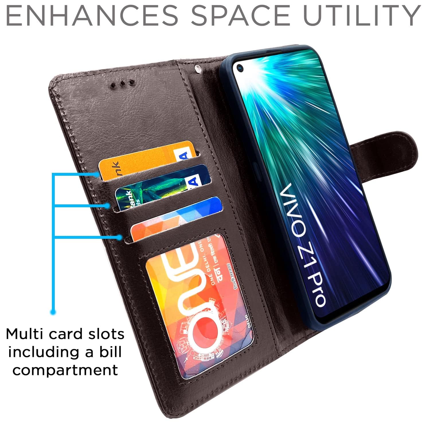 Pikkme Vivo Z1 Pro Vintage Flip Cover | Coffee