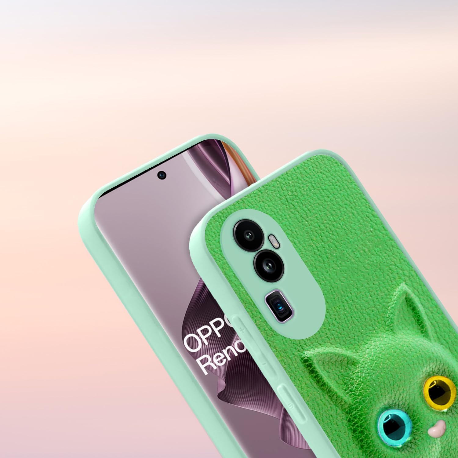 Pikkme Oppo Reno 10 Pro Plus 5G Kitty Back Cover (Green)