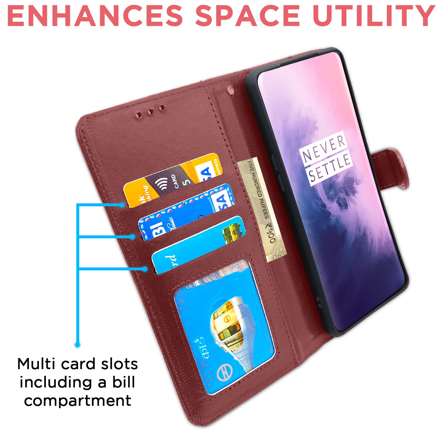 Pikkme OnePlus 7 Pro Vintage Flip Cover | Brown