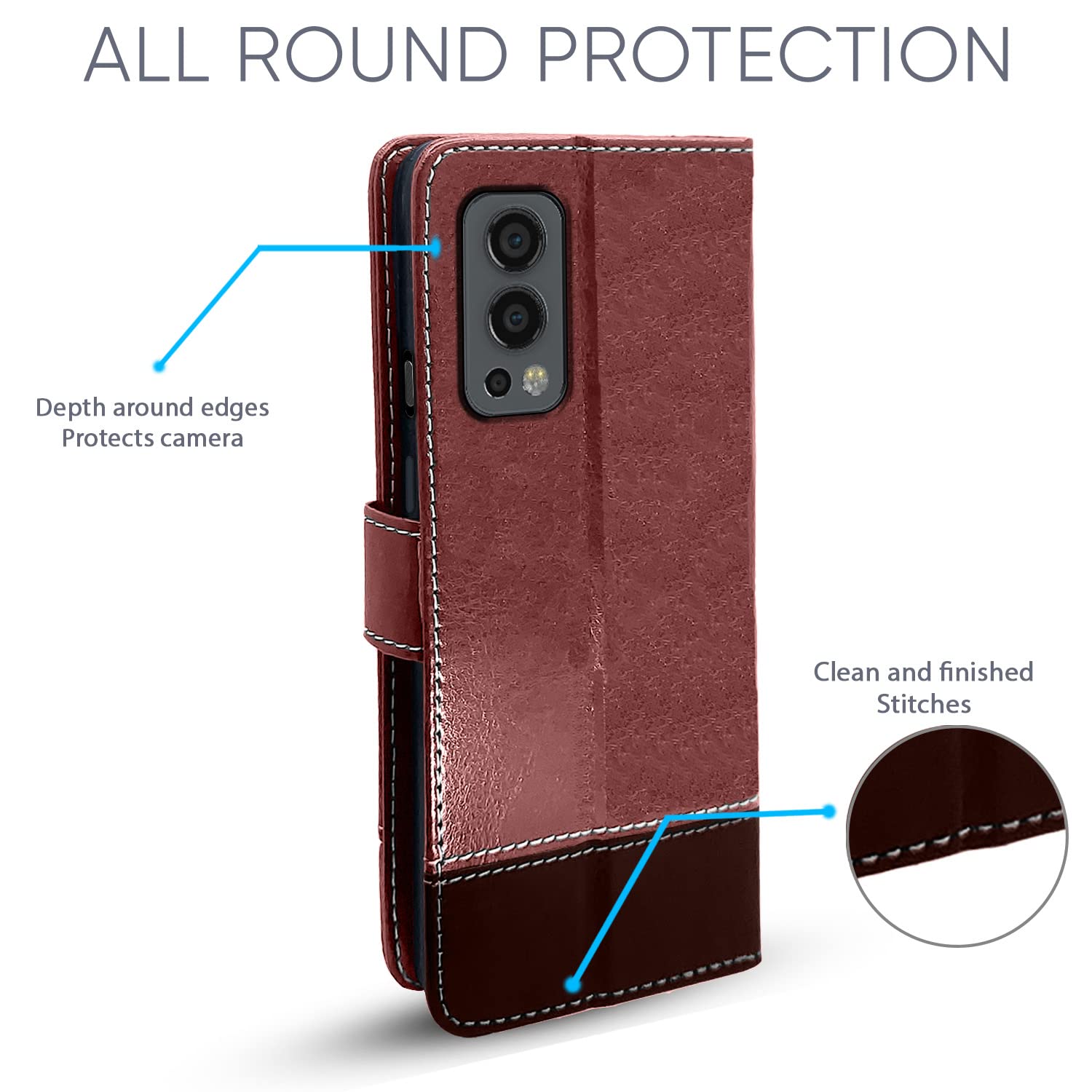 Pikkme OnePlus Nord 2 5G Constrast Flip Cover | Brown & Coffee