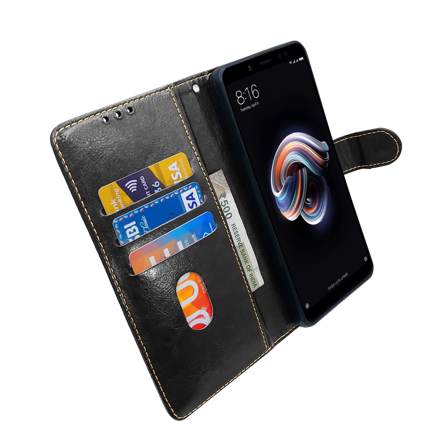 Pikkme Mi Redmi Note 5 Pro Constrast Flip Cover | Black & Brown