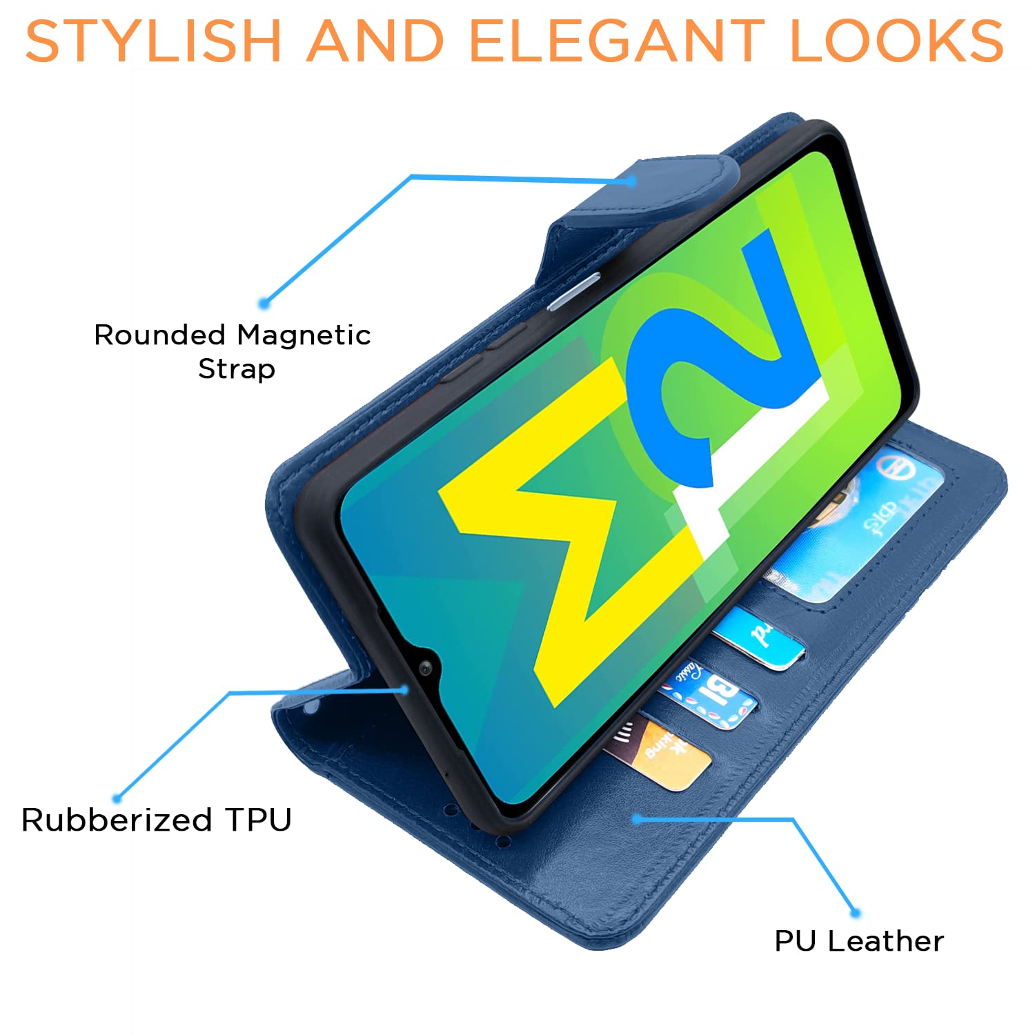 Pikkme Samsung Galaxy M12 / F12 / A12 Vintage Flip Cover | Blue