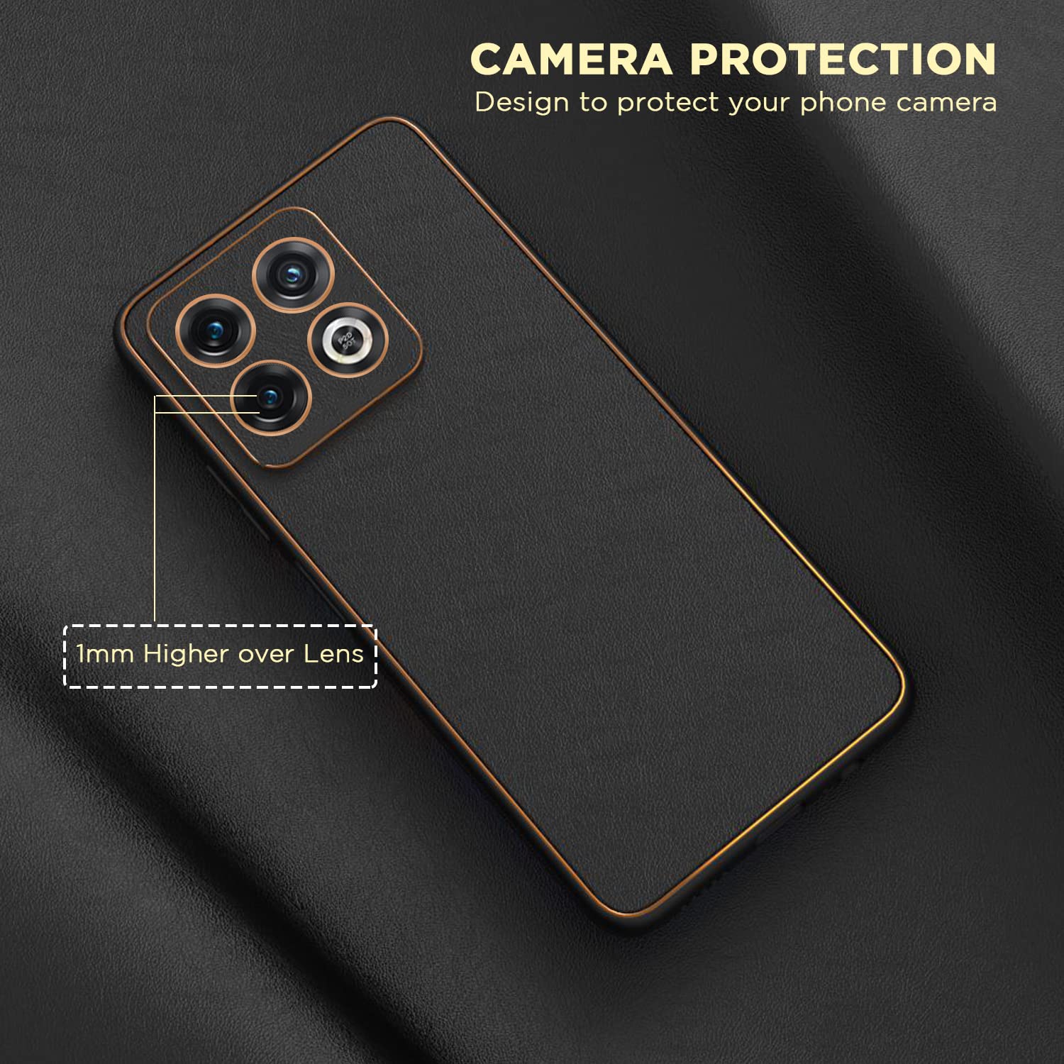 Pikkme OnePlus 10 Pro 5G Leather Chrome Case | Black