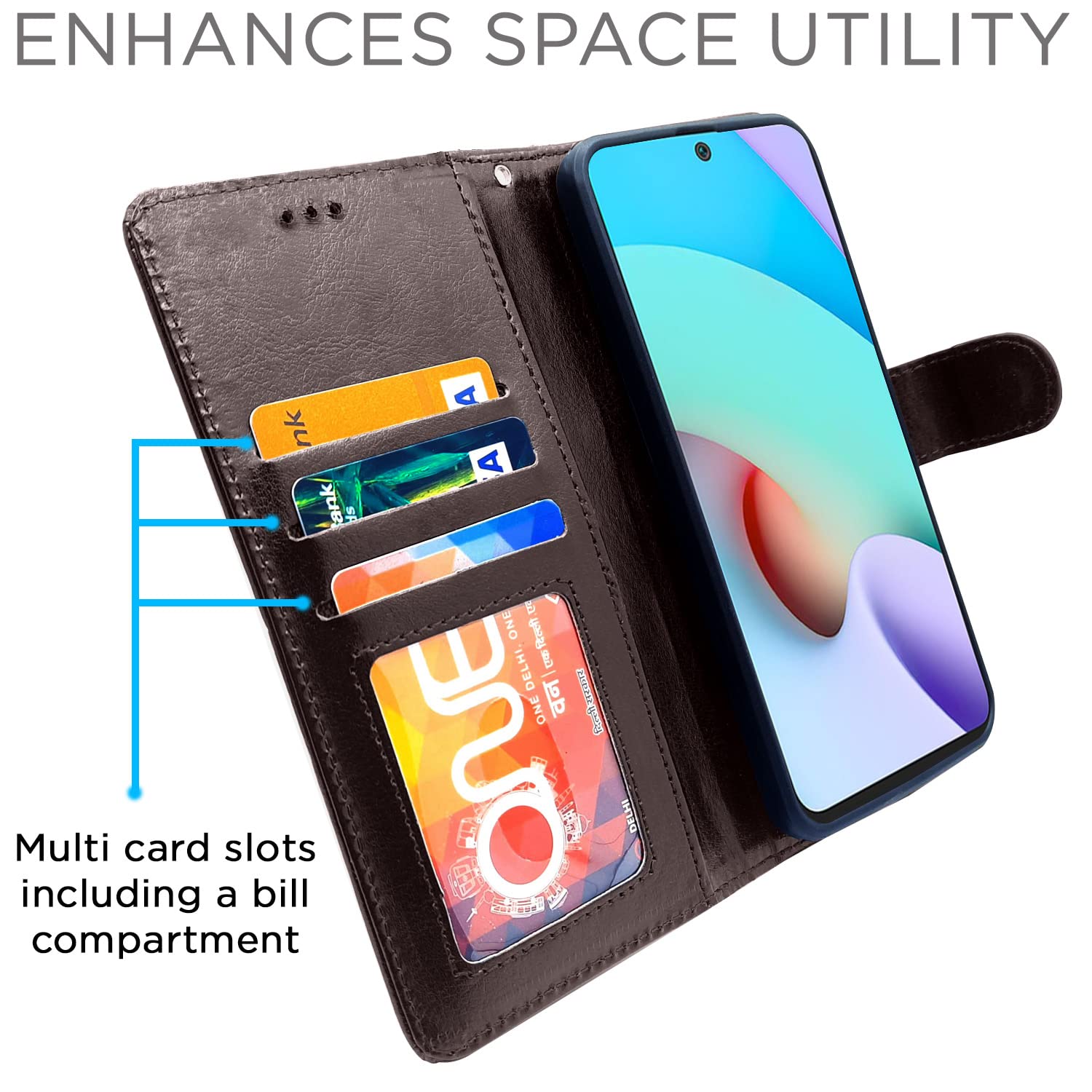 Pikkme Mi Redmi 10 Prime Vintage Flip Cover | Coffee