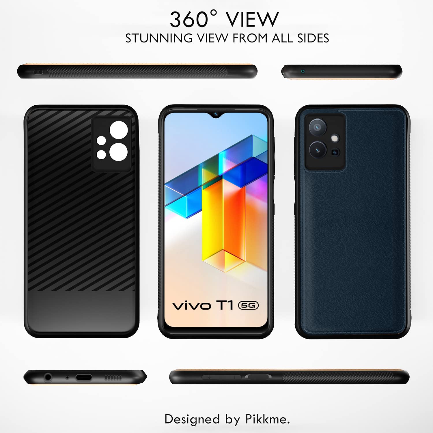 Pikkme Vivo T1/Y75/iQOO Z6 5G Leatherback blue back cover – photo 3