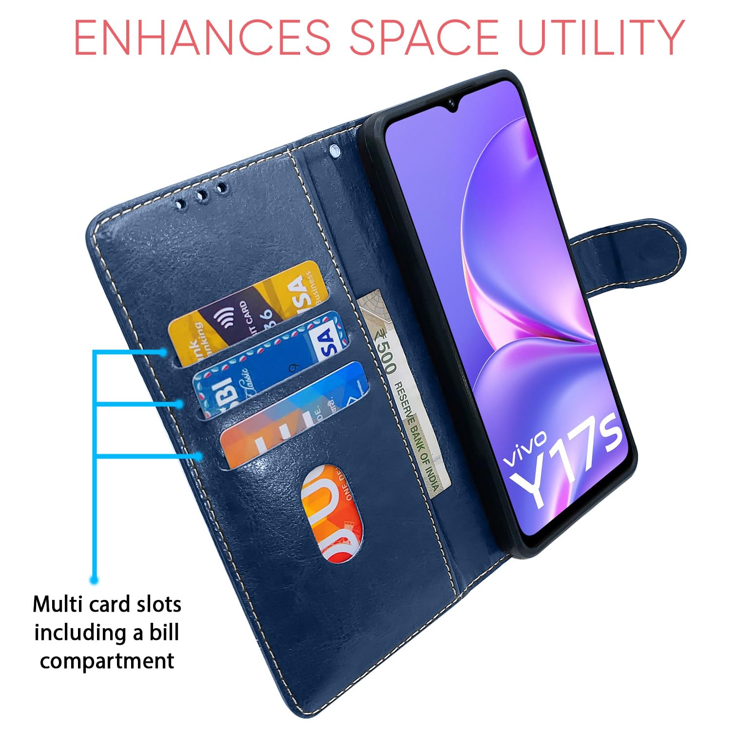 Pikkme Vivo Y17s Contrast blue flip cover – photo 3