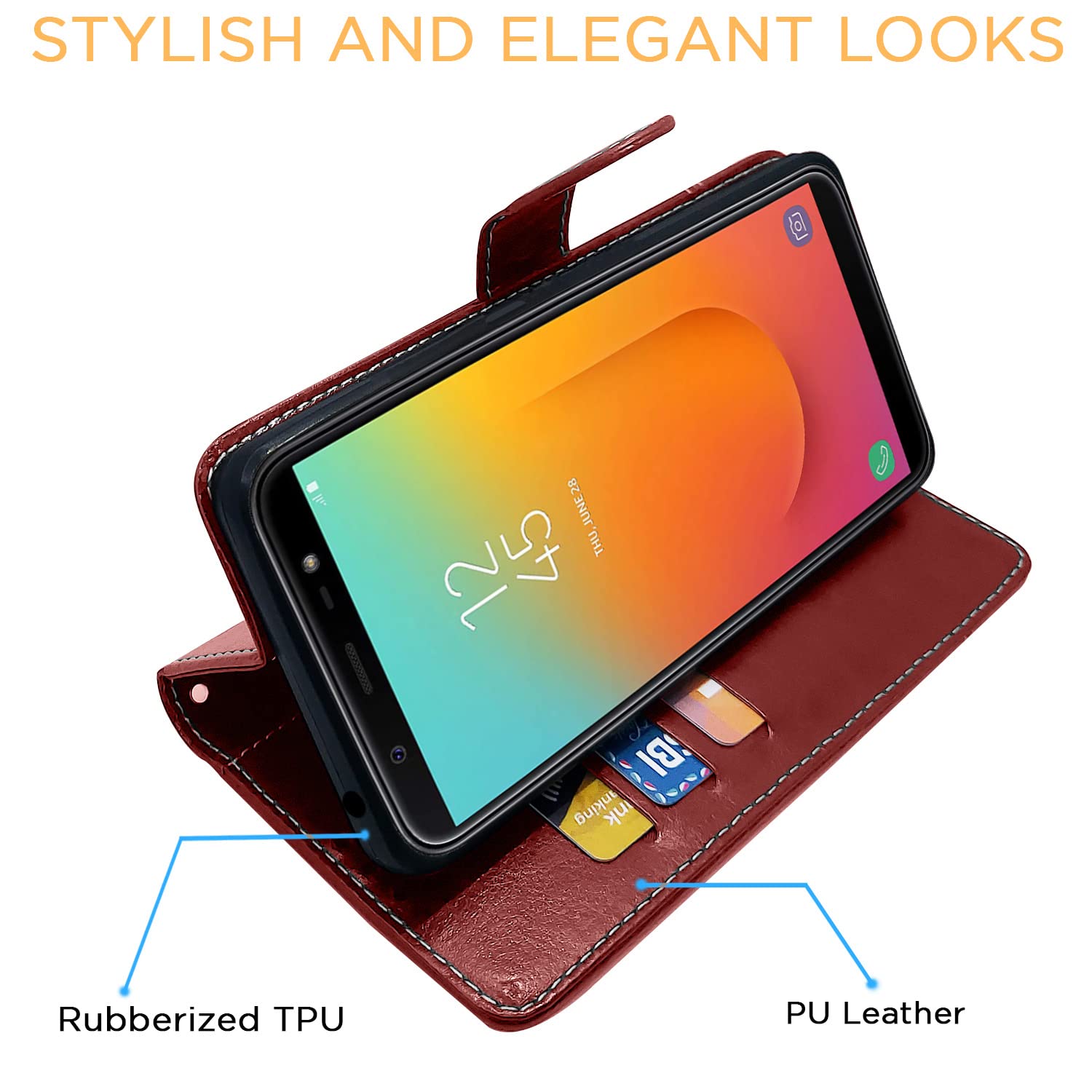 Pikkme Samsung Galaxy J8 Constrast Flip Cover | Brown & Coffee
