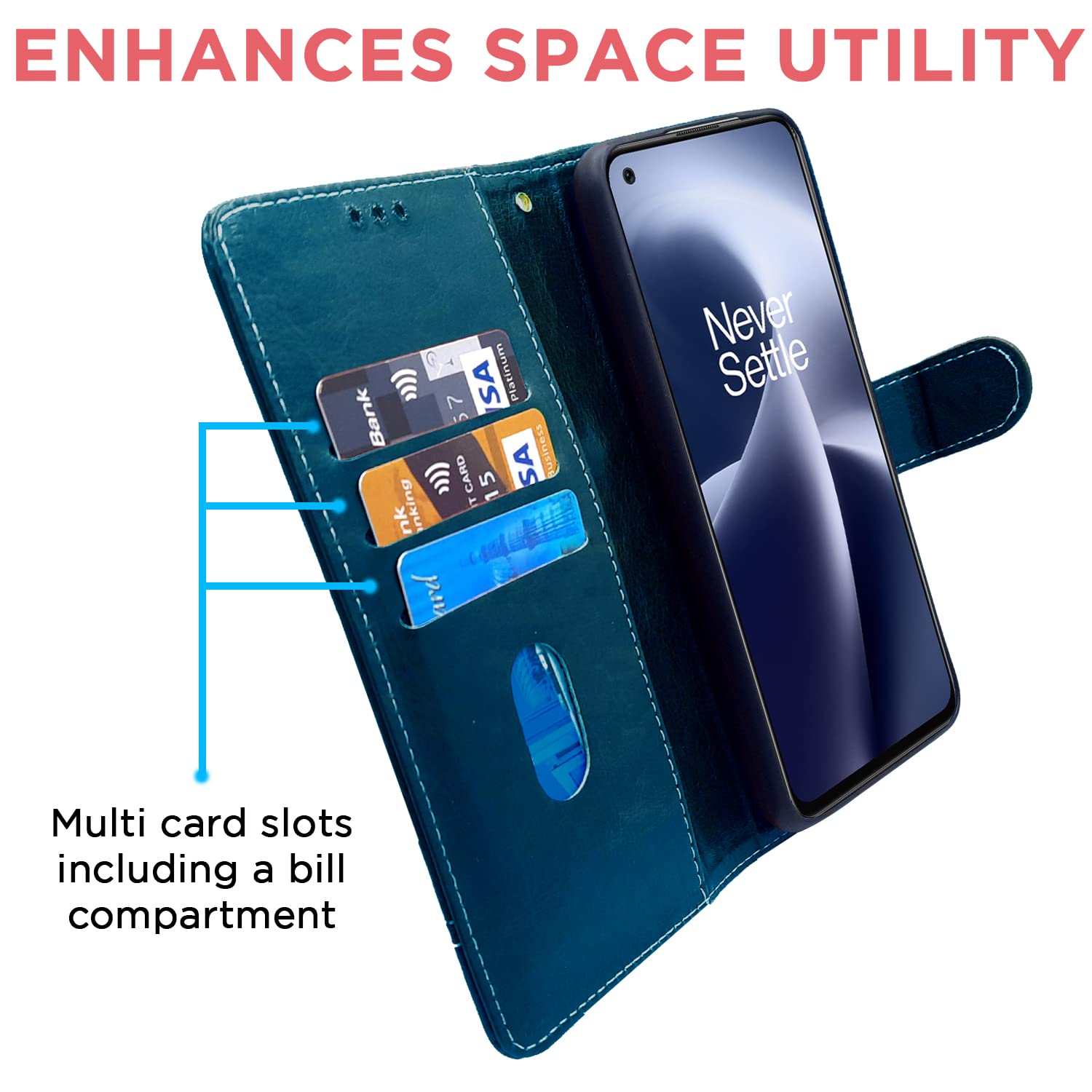 Pikkme OnePlus Nord 2T 5G Contrast Flip Cover | Blue & Brown