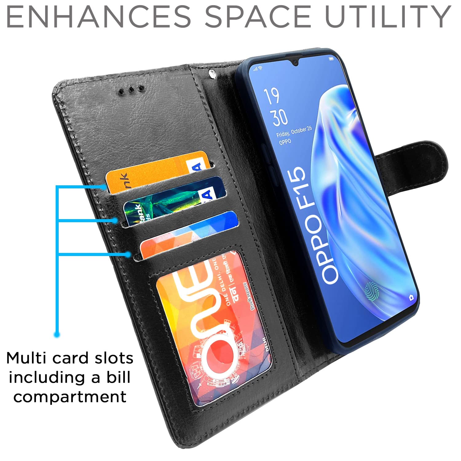 Pikkme Oppo F15 Vintage Flip Cover | Black