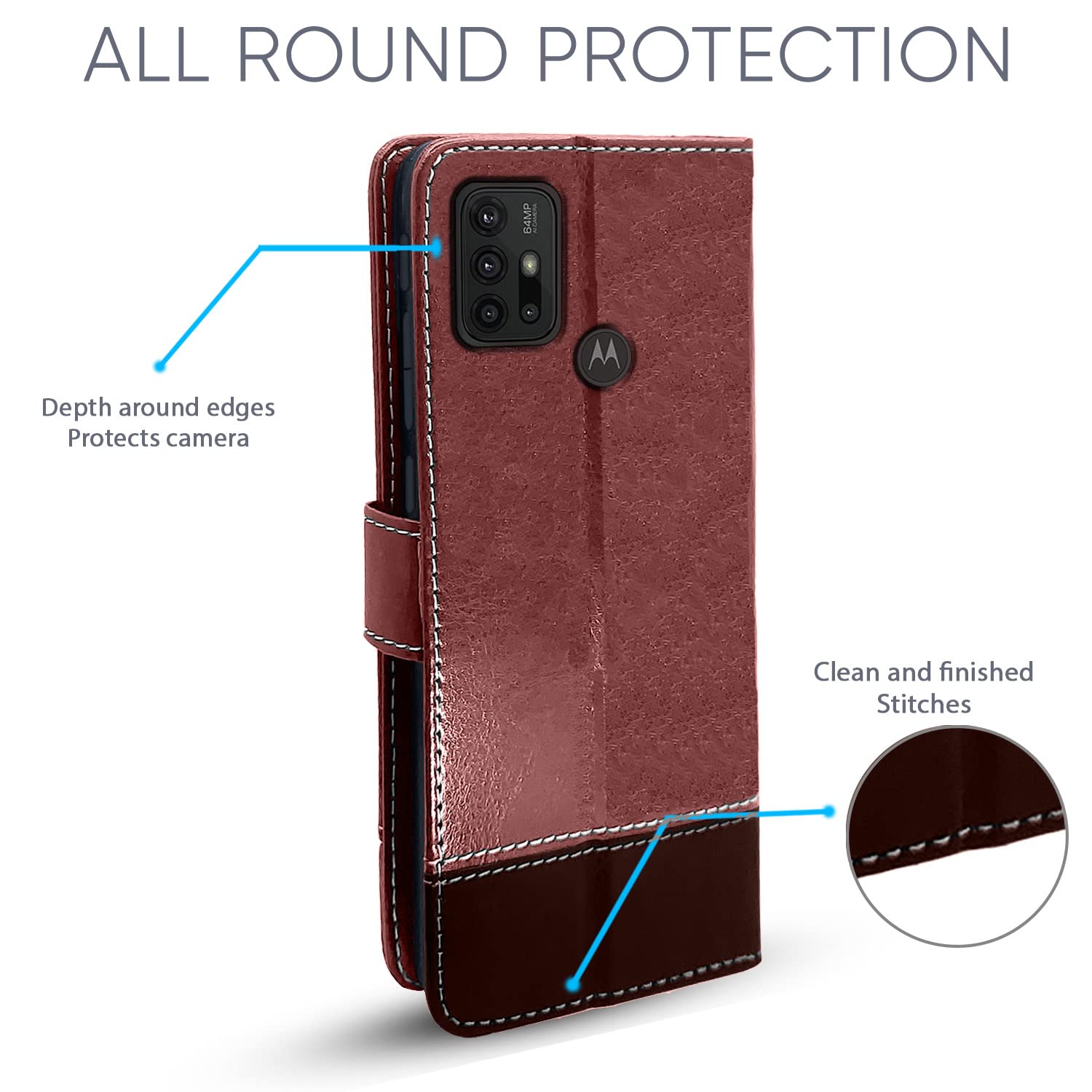 Pikkme brown mobile flip cover for Moto G30 – photo 2