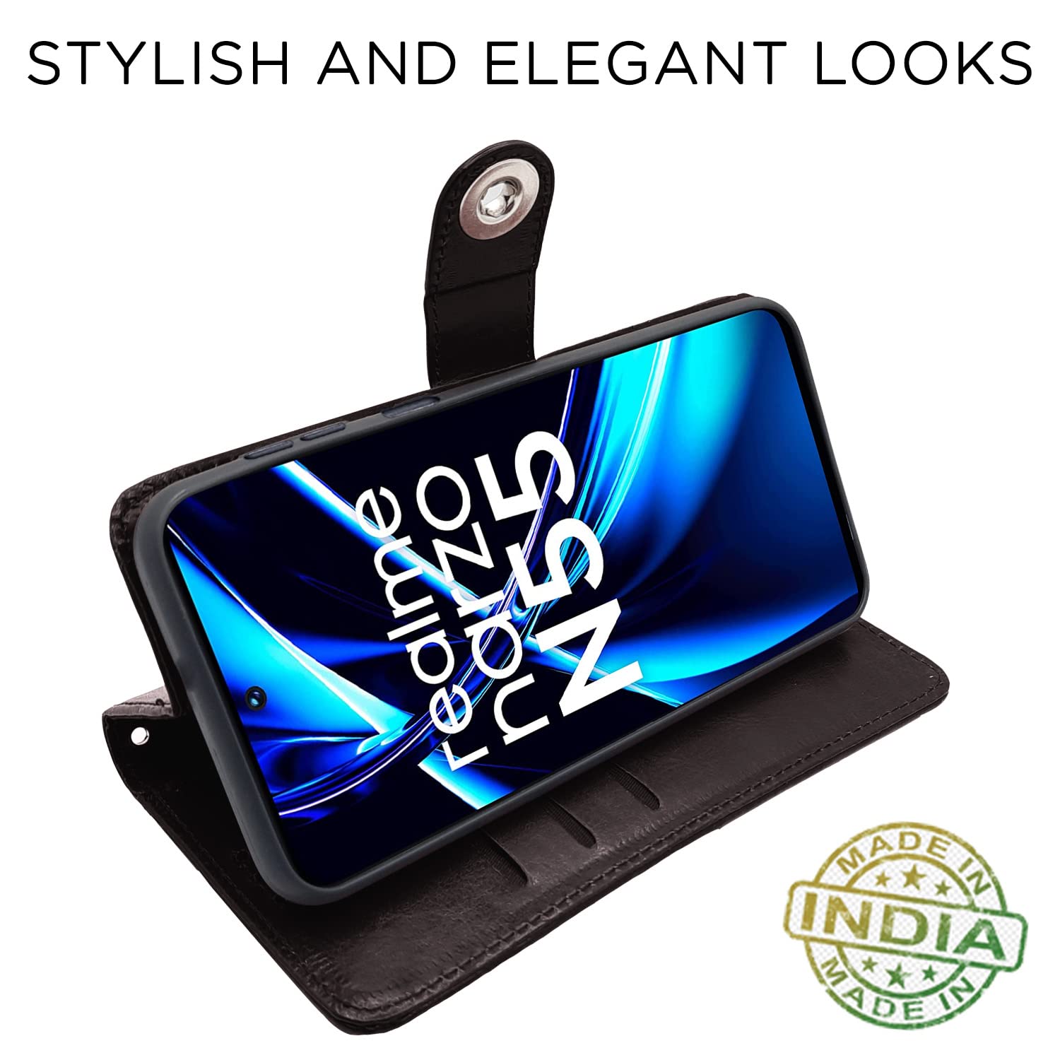 Pikkme Realme C55 / N55 Button Flip Cover (Coffee)