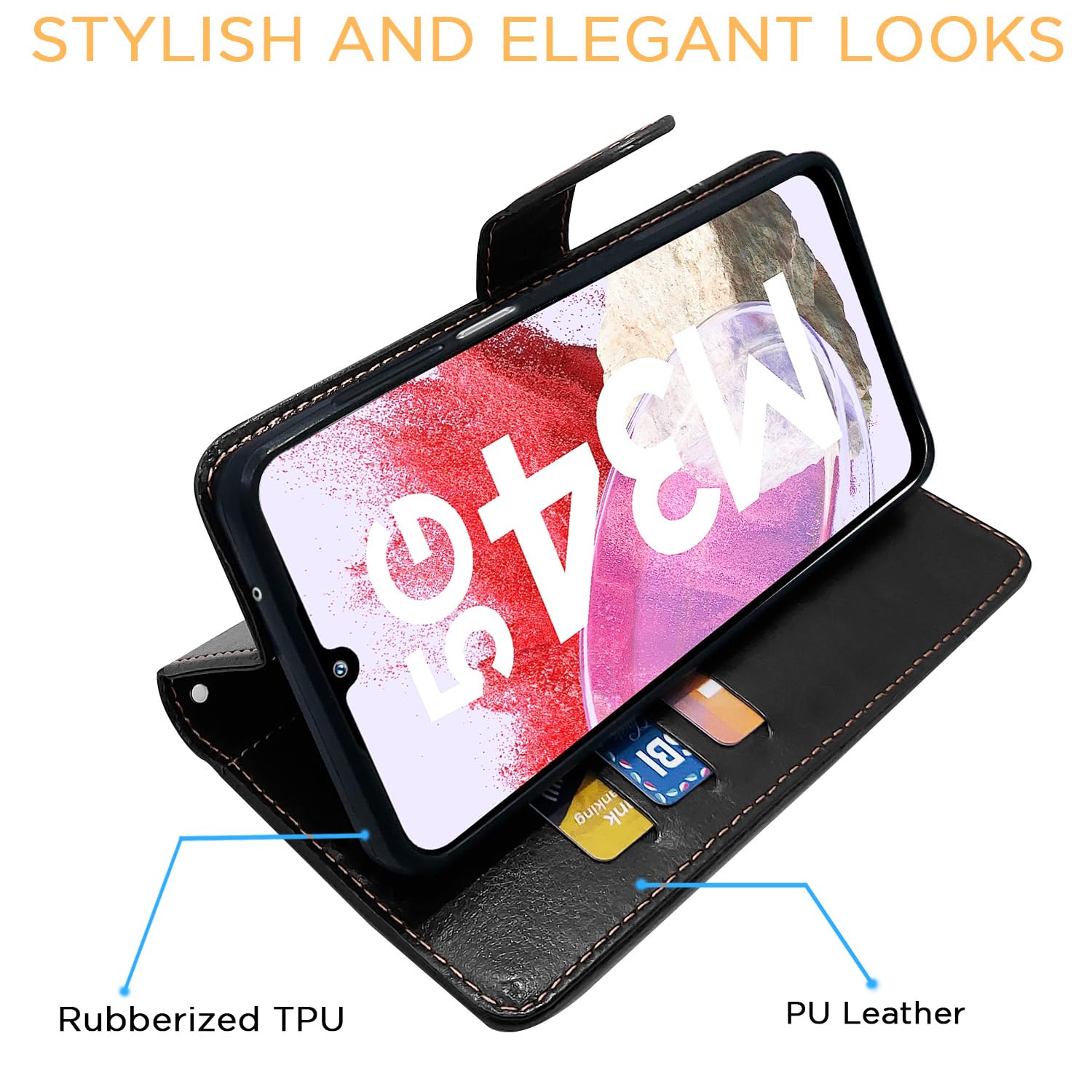Pikkme Samsung M34 5G Contrast black wallet flip cover – photo 5