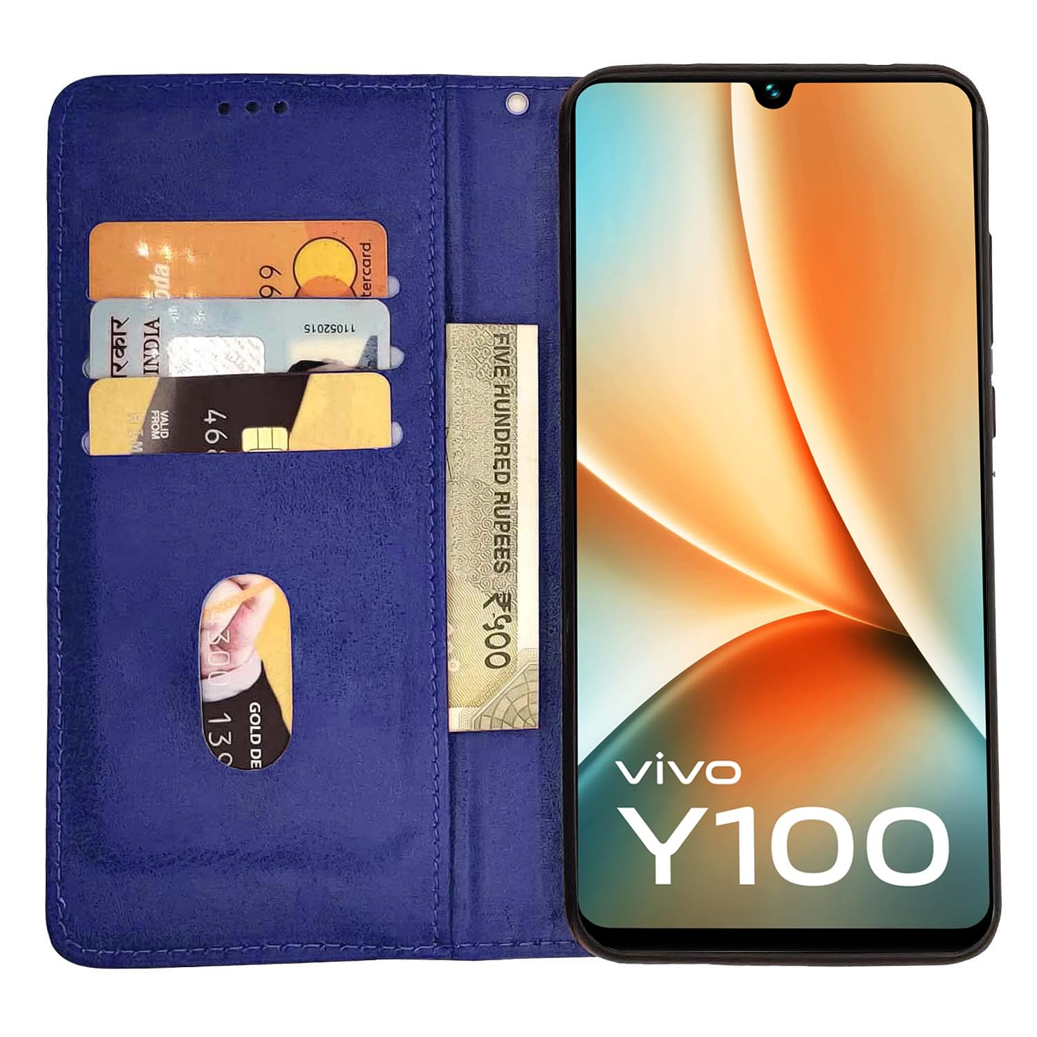 Vivo Y100 5G Magnetic mobile flip cover in blue by Pikkme – photo 2
