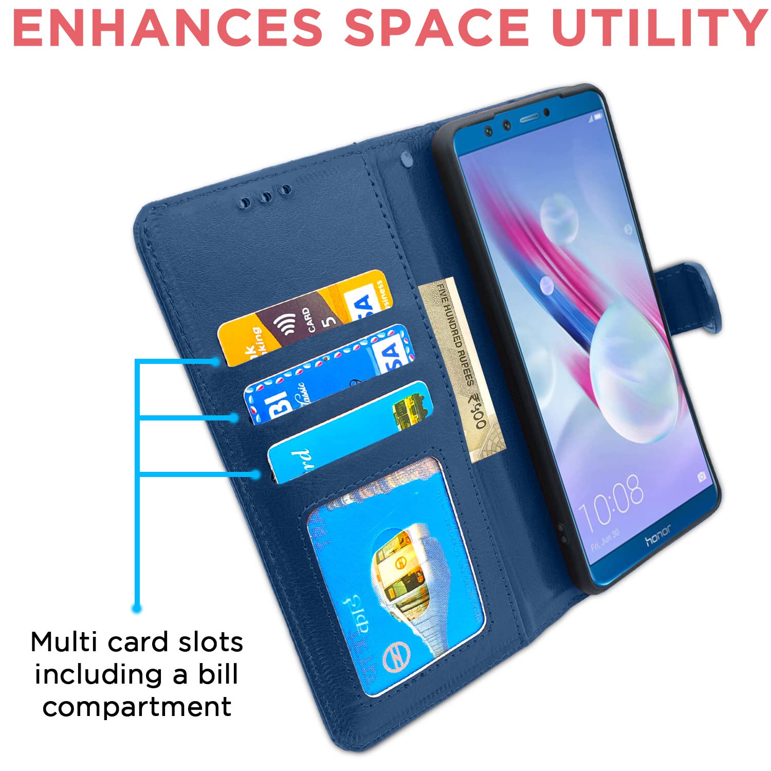 Pikkme Honor 9 Lite Vintage Flip Cover | Blue