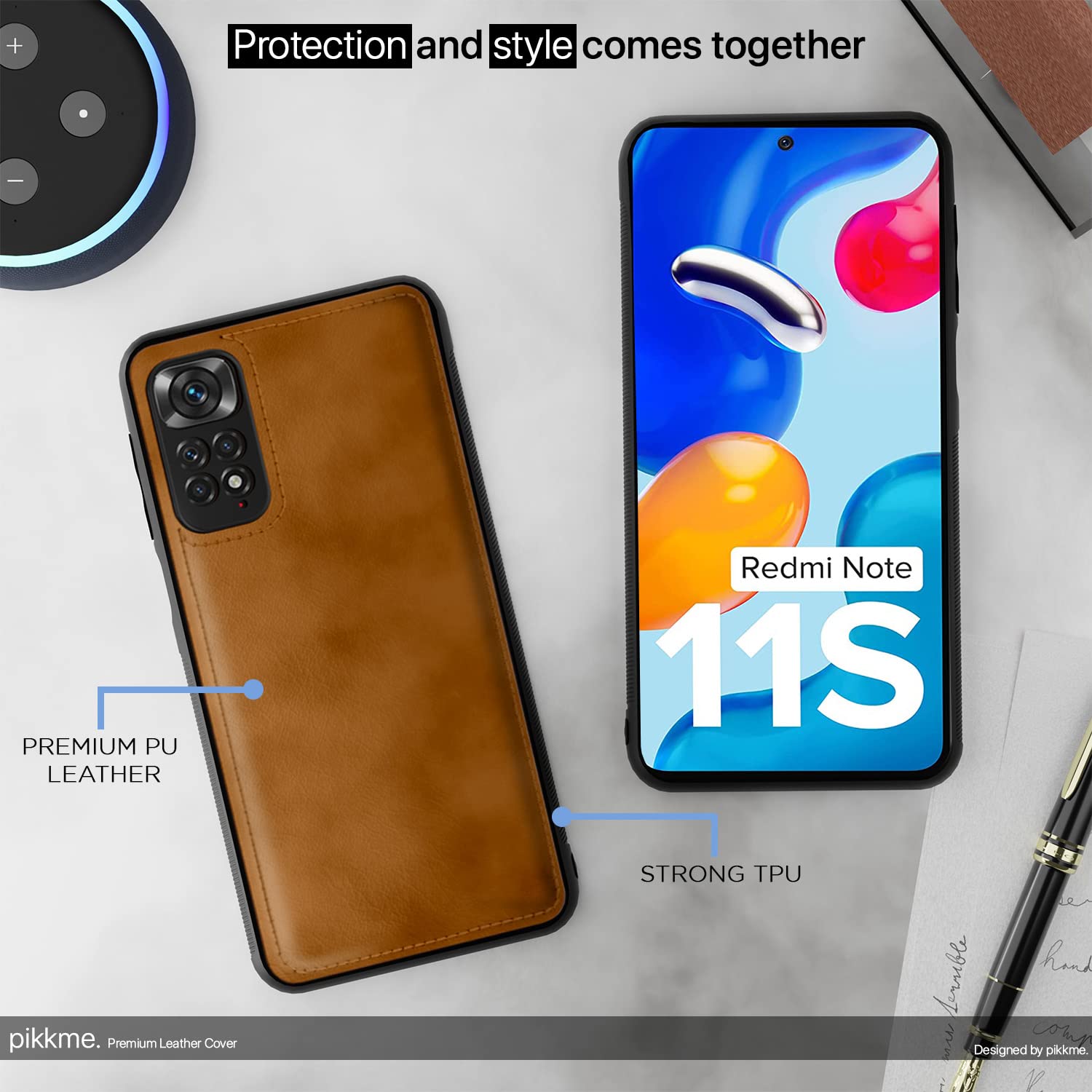 Brown Leatherback mobile back cover for Redmi Note 11/Note 11s – Pikkme – photo 5